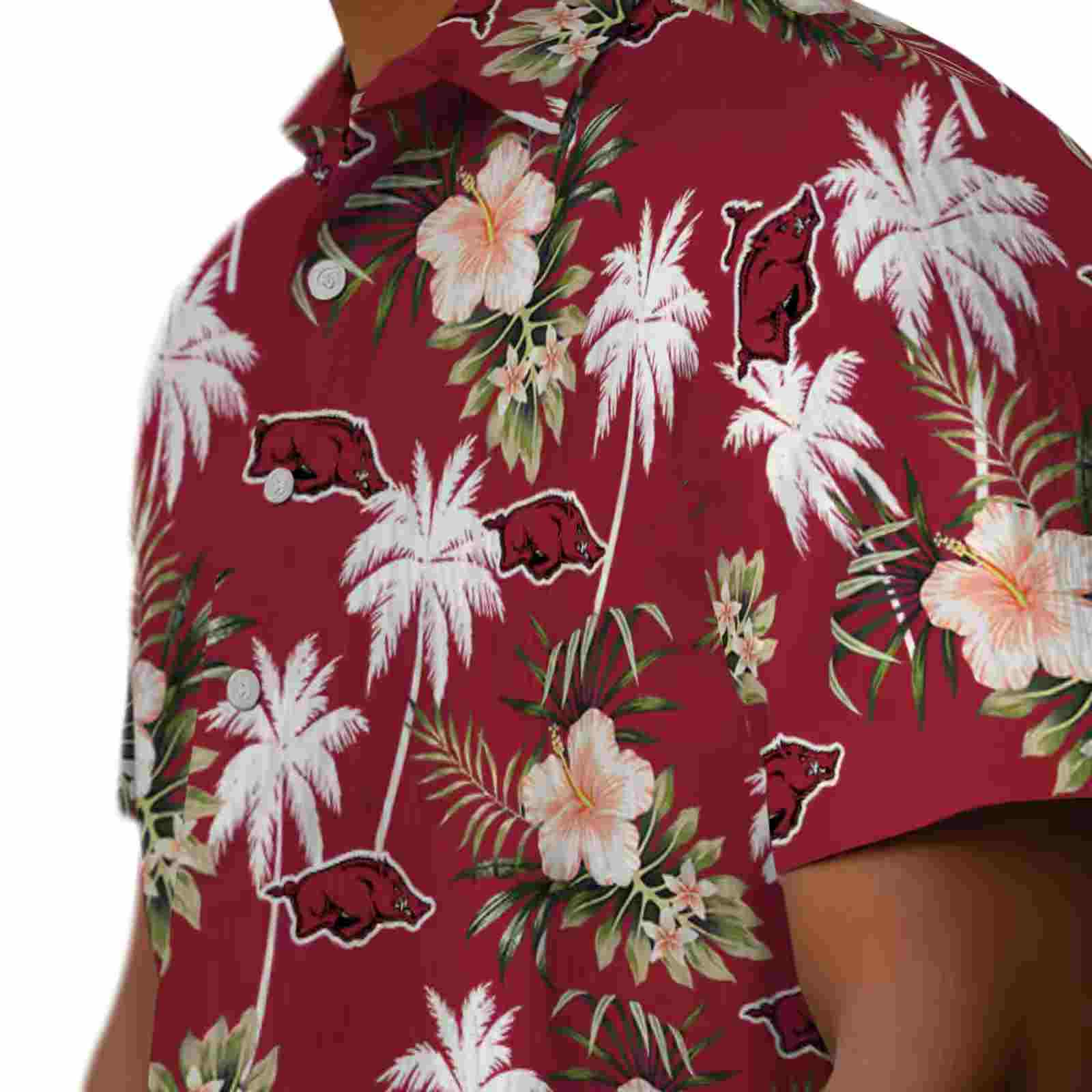 arkansas razorbacks palm tree flower red hawaiian shirt trendy