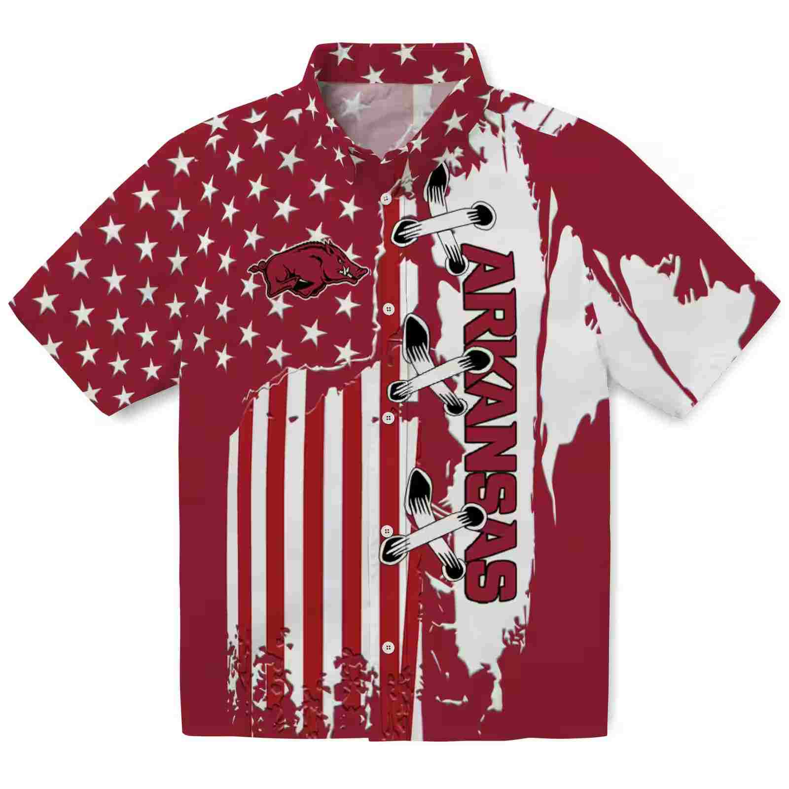 Arkansas Razorbacks Stitched Flag Red Hawaiian Shirt