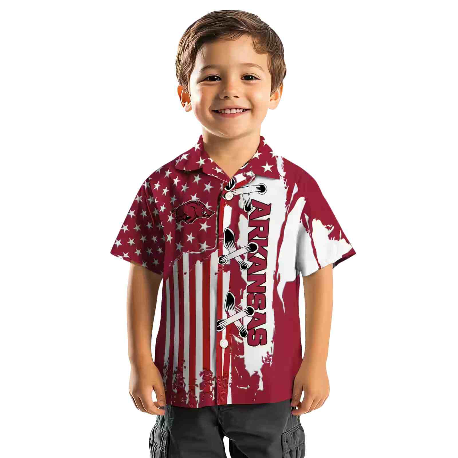 arkansas razorbacks stitched flag red hawaiian shirt top rated