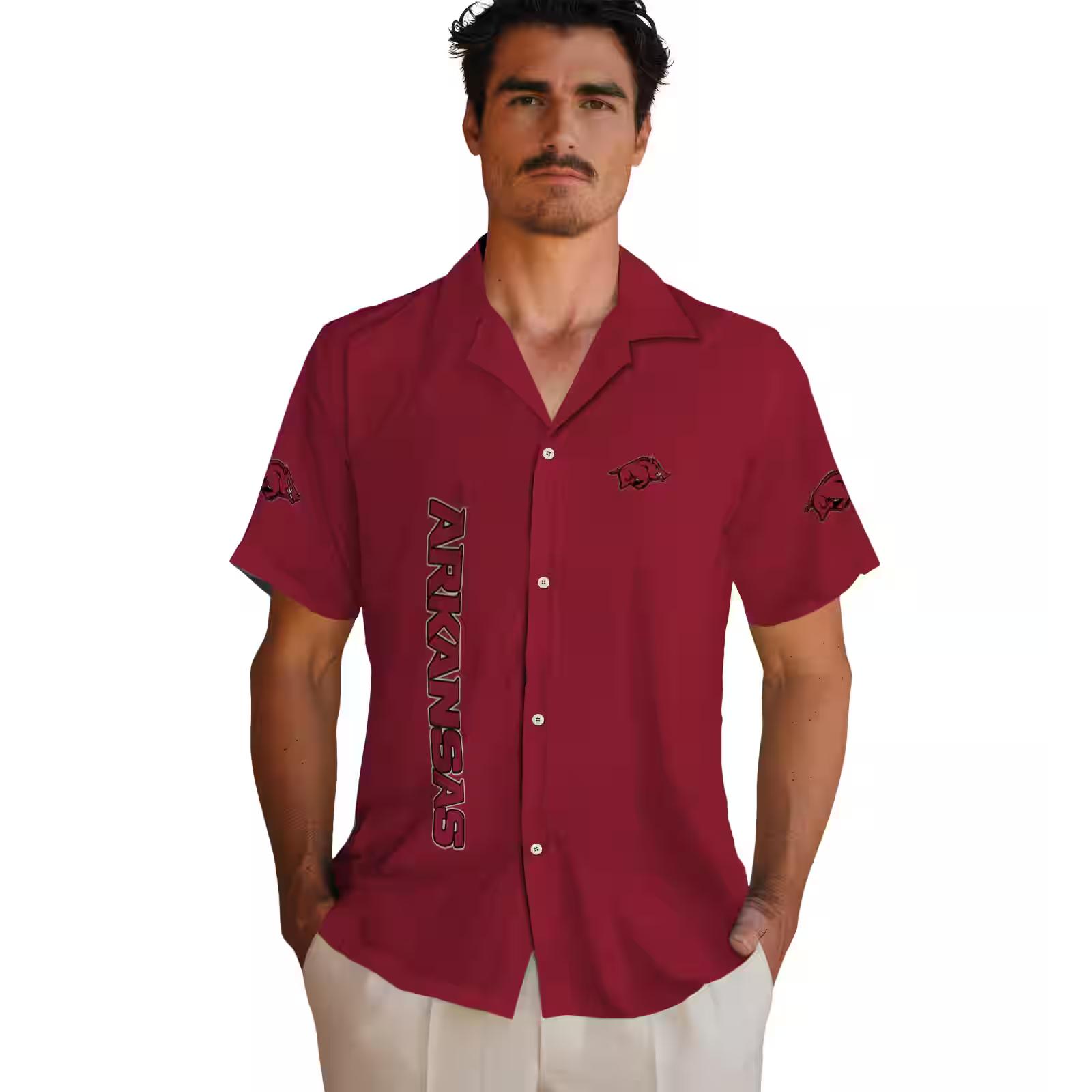 arkansas razorbacks stuart minion red hawaiian shirt fashion forward