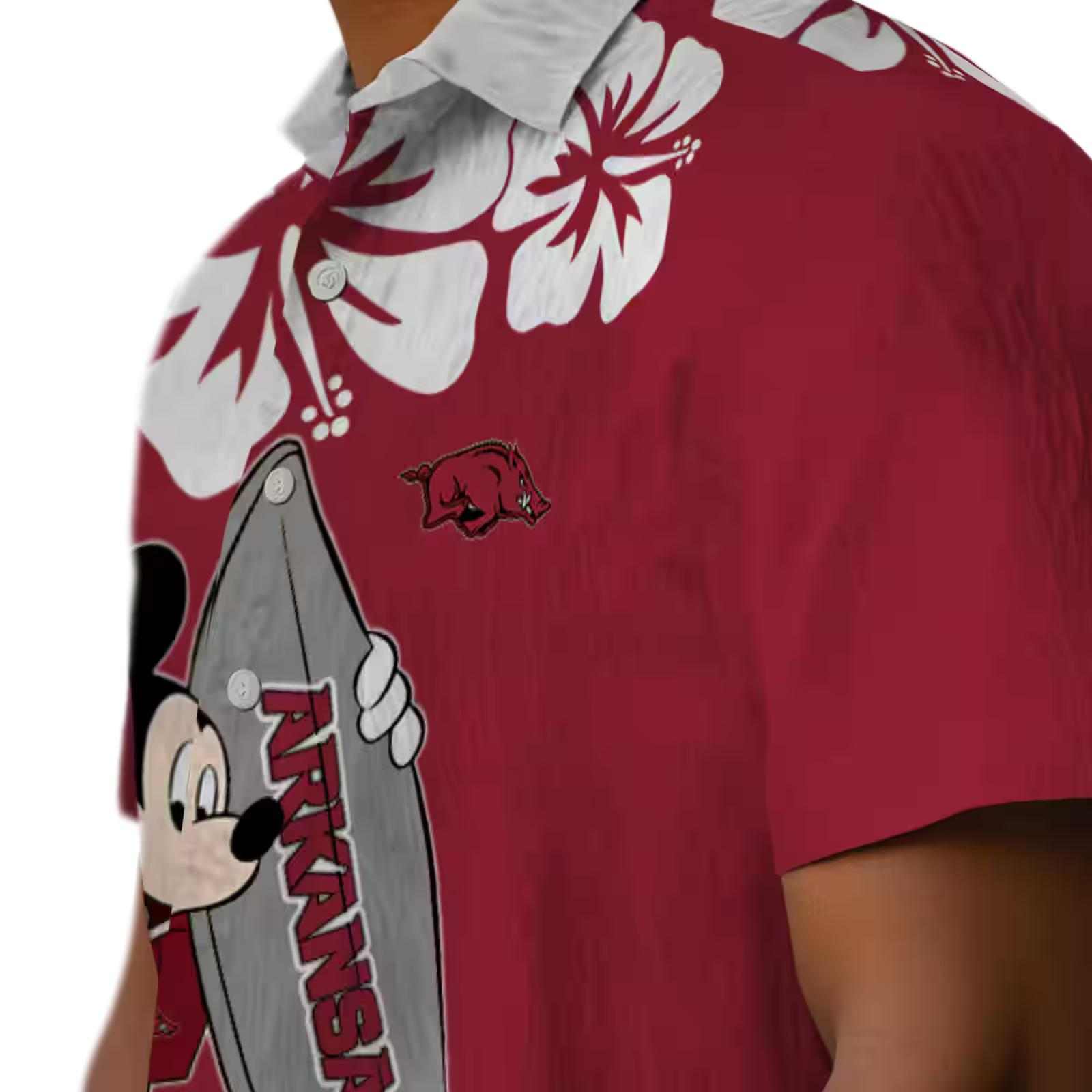 arkansas razorbacks surfing mickey red hawaiian shirt trendy