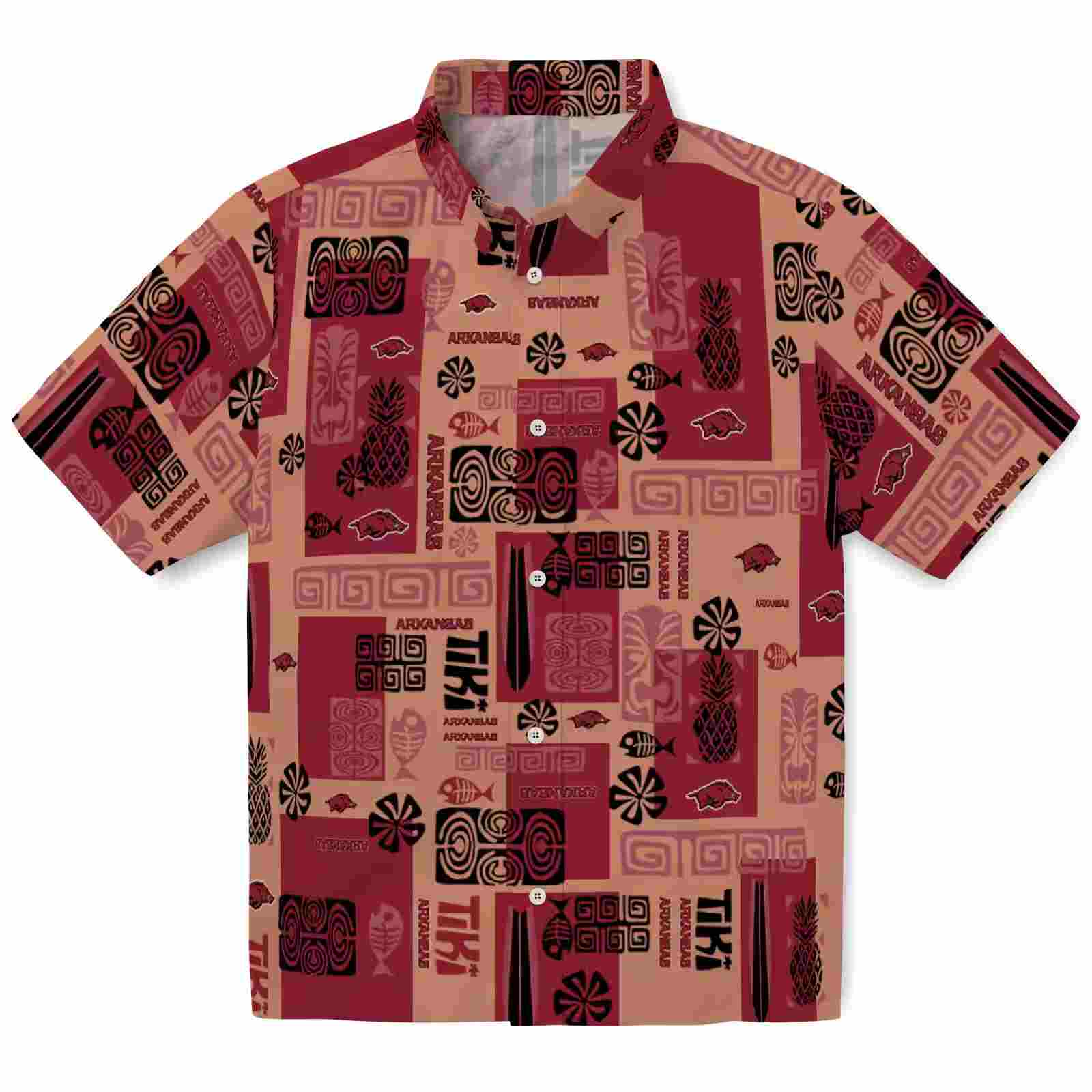 Arkansas Razorbacks Tribal Symbols Red Hawaiian Shirt