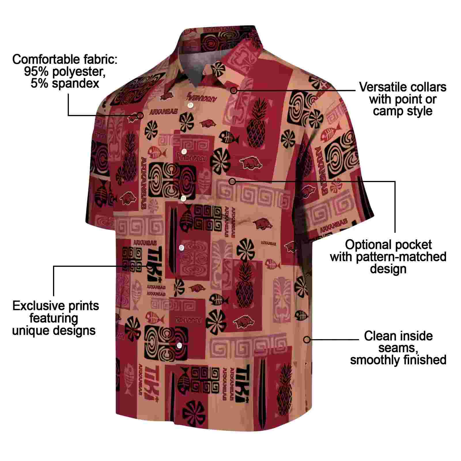 arkansas razorbacks tribal symbols red hawaiian shirt new arrival