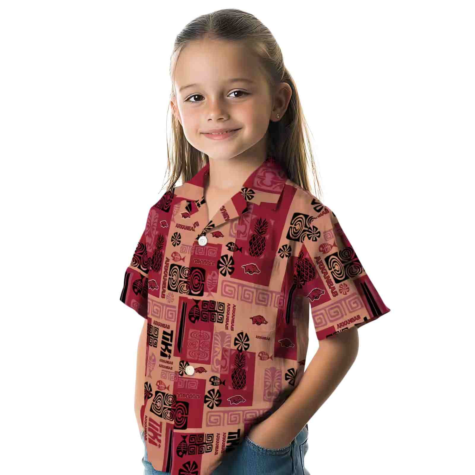 arkansas razorbacks tribal symbols red hawaiian shirt premium grade