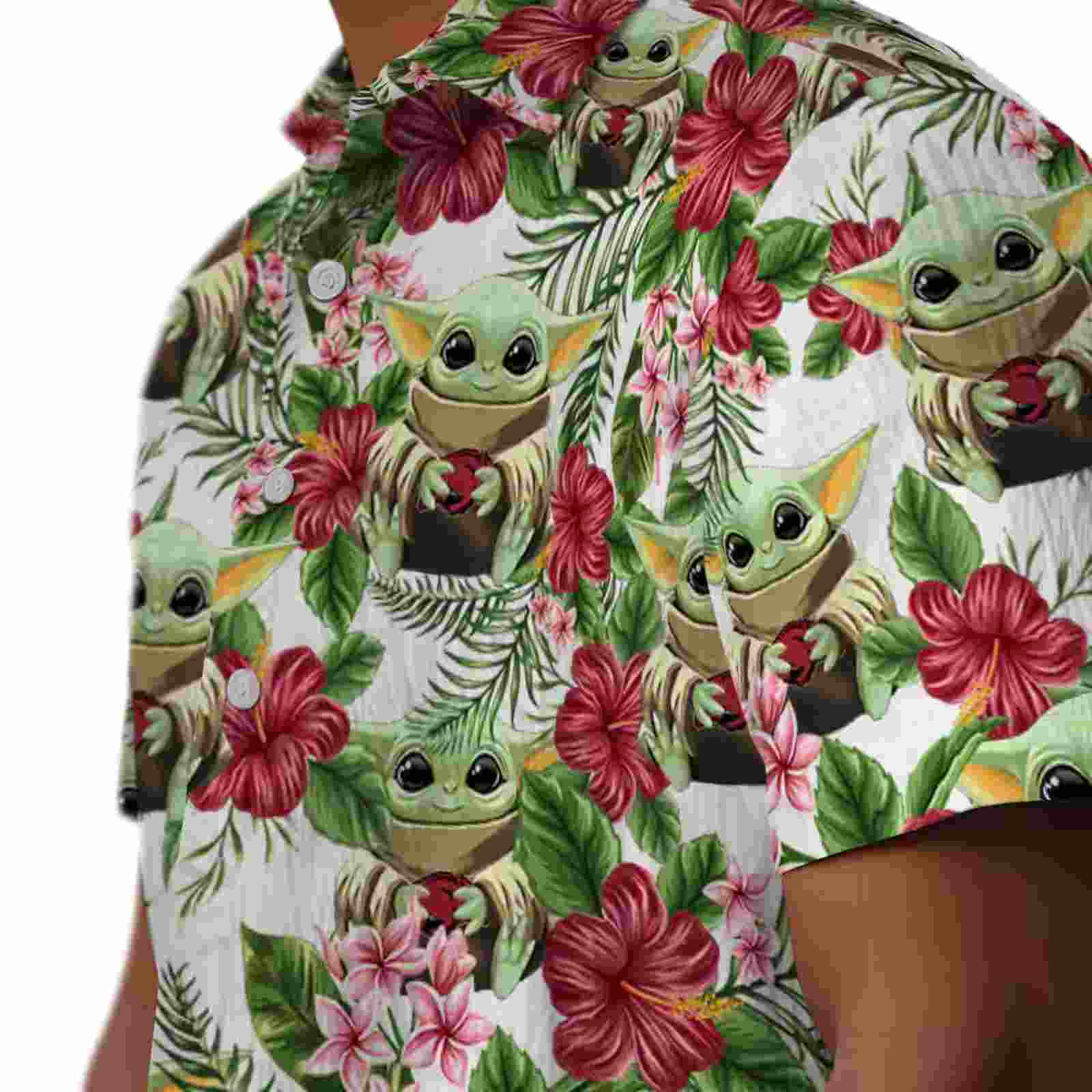 arkansas razorbacks tropical yoda green hawaiian shirt trendy