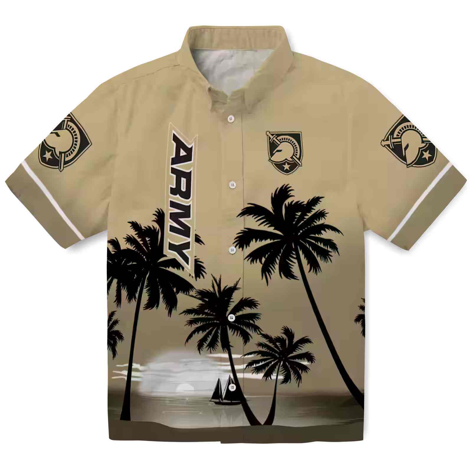 Army Black Knights Beach Sunset Gold Black Hawaiian Shirt