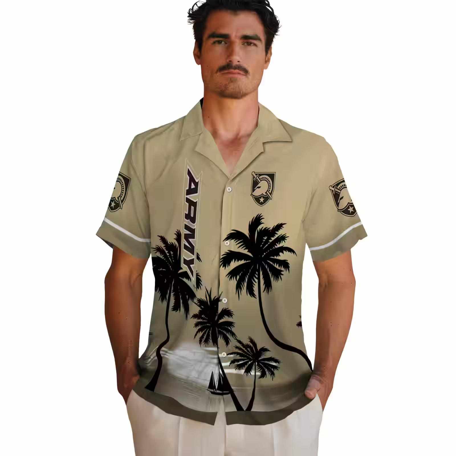 army black knights beach sunset gold black hawaiian shirt fashion forward