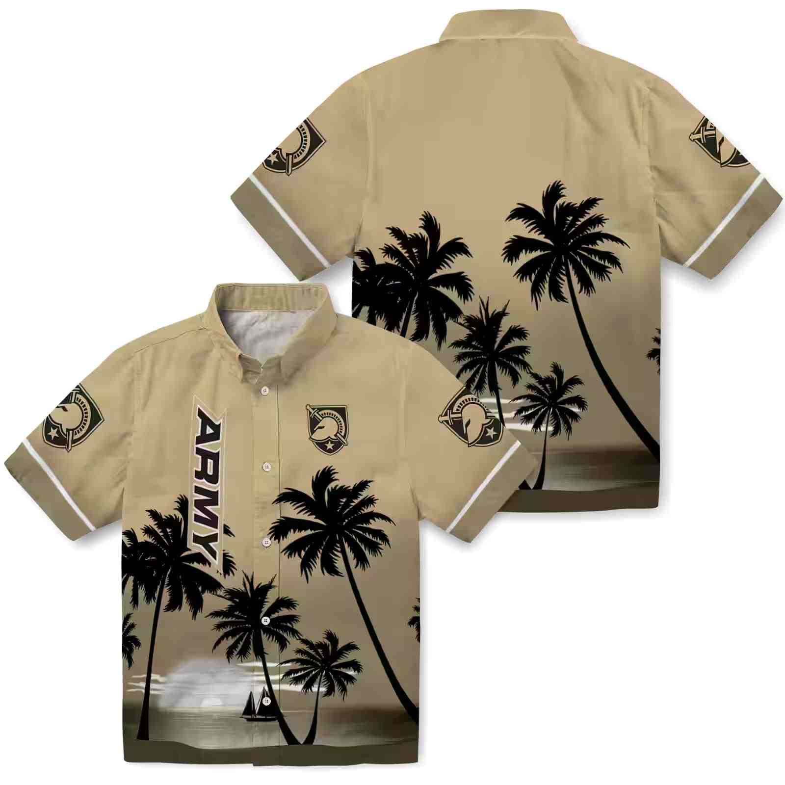 army black knights beach sunset gold black hawaiian shirt high quality