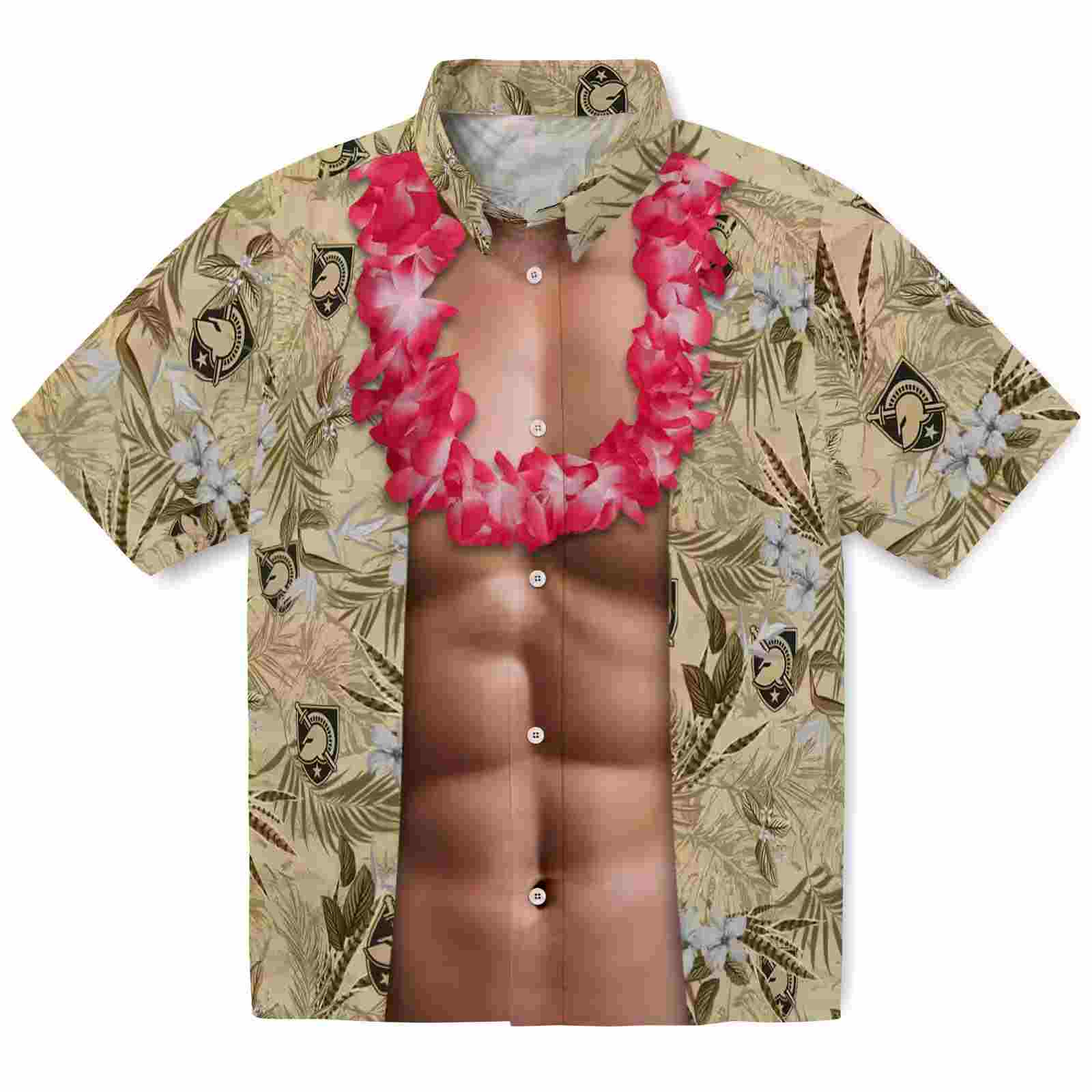 Army Black Knights Chest Illusion Gold Hawaiian Shirt