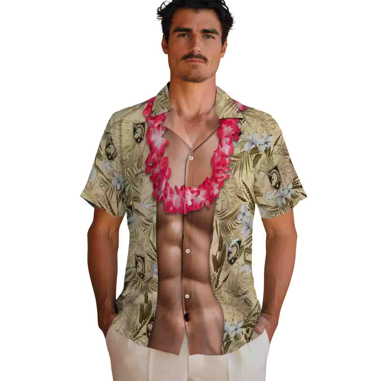 army black knights chest illusion gold hawaiian shirt fashion forward