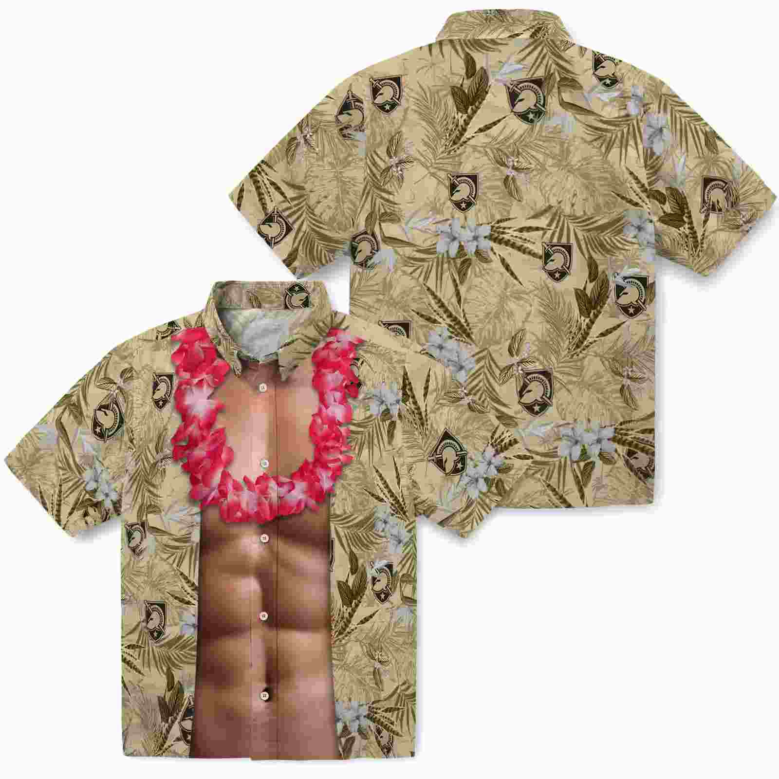 army black knights chest illusion gold hawaiian shirt high quality