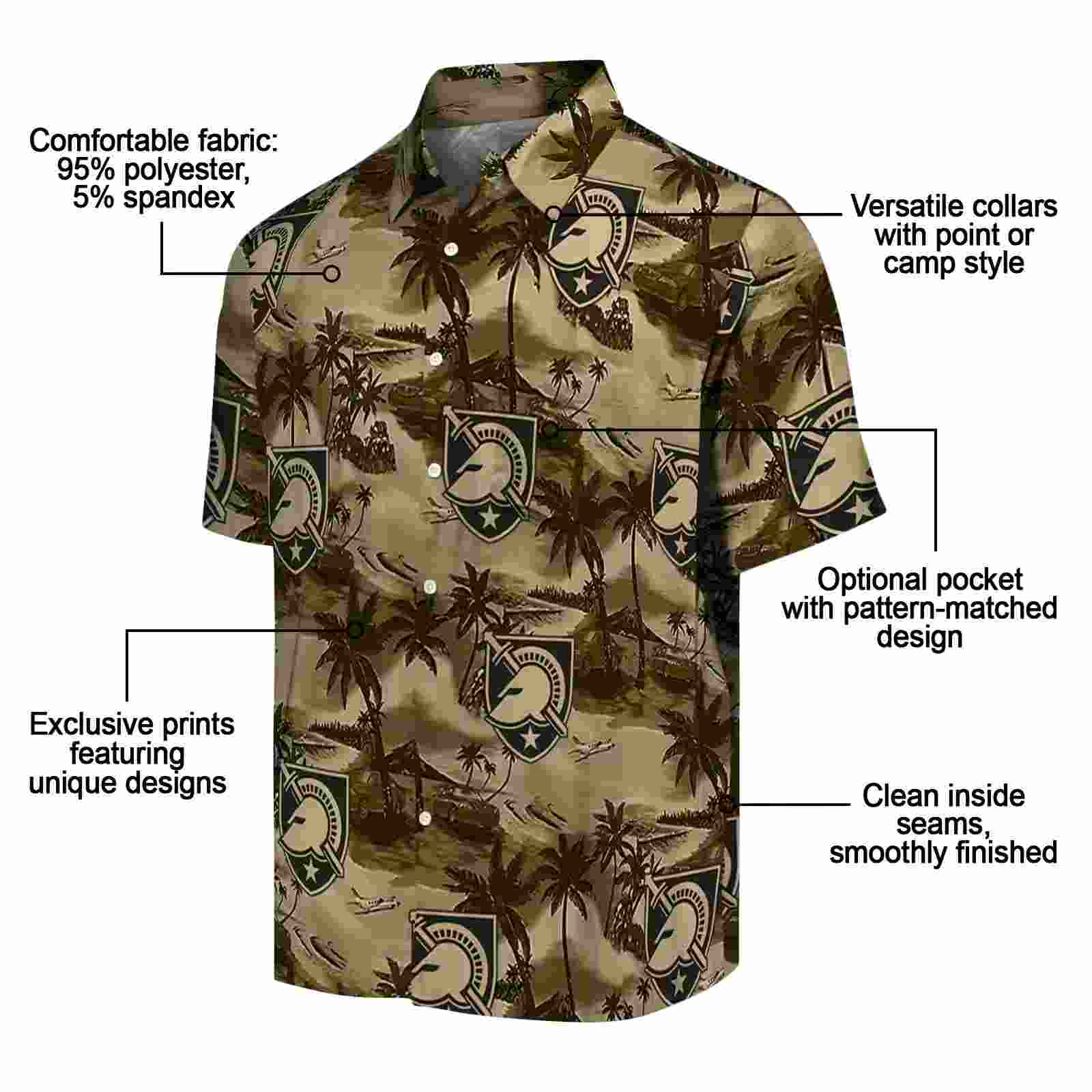 army black knights coastal palms gold hawaiian shirt new arrival