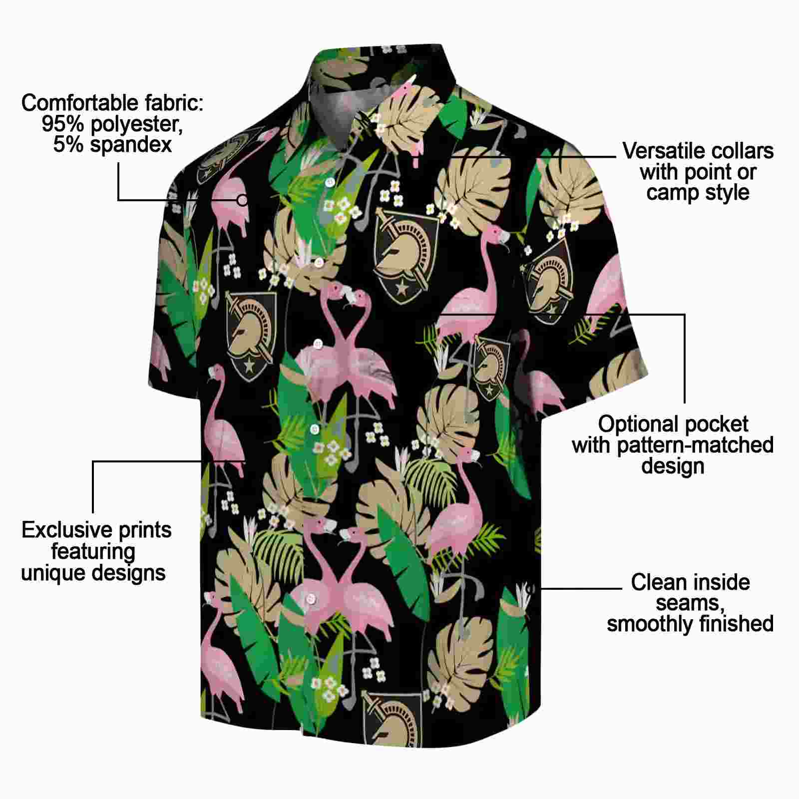 army black knights flamingo foliage gold green hawaiian shirt new arrival