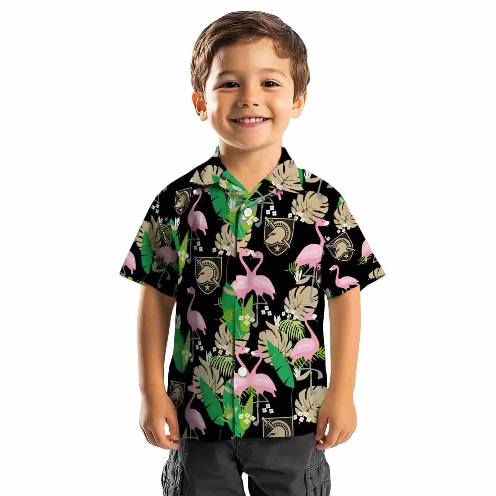 army black knights flamingo foliage gold green hawaiian shirt top rated