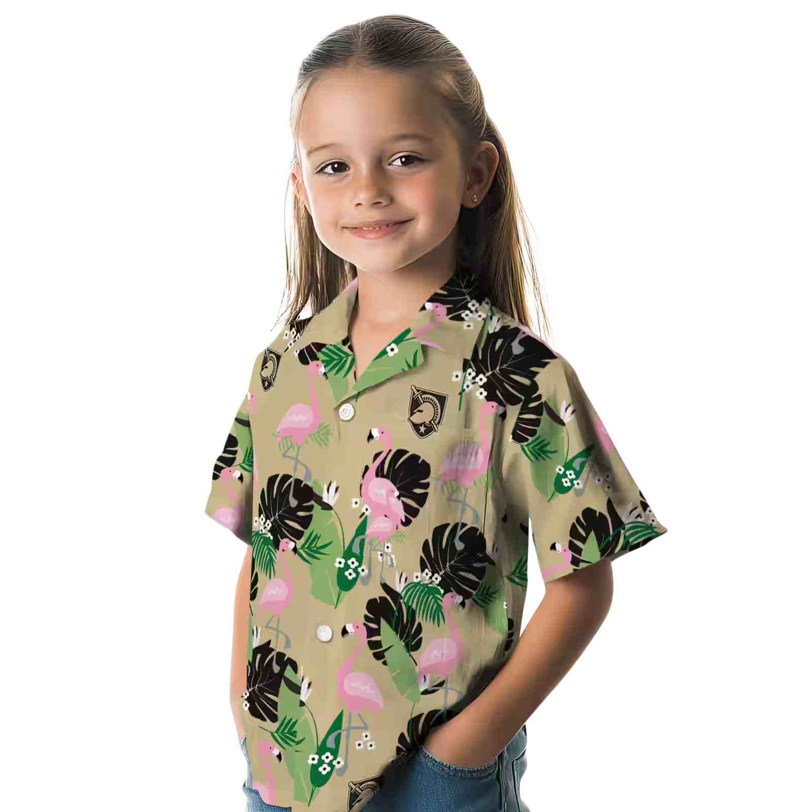 army black knights flamingo leaf motif gold hawaiian shirt premium grade