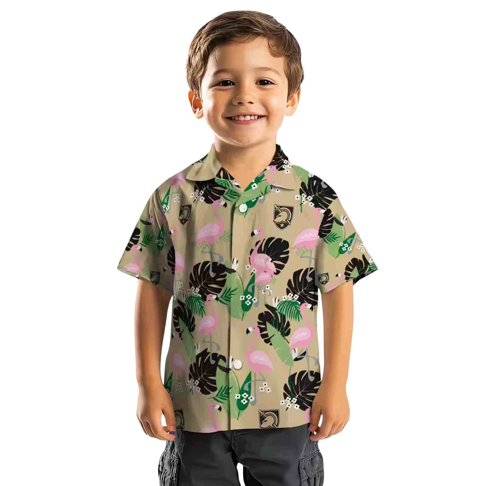 army black knights flamingo leaf motif gold hawaiian shirt top rated