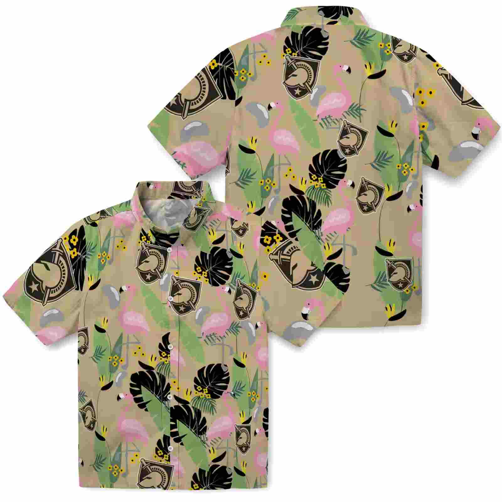 army black knights flamingo leaves gold hawaiian shirt high quality