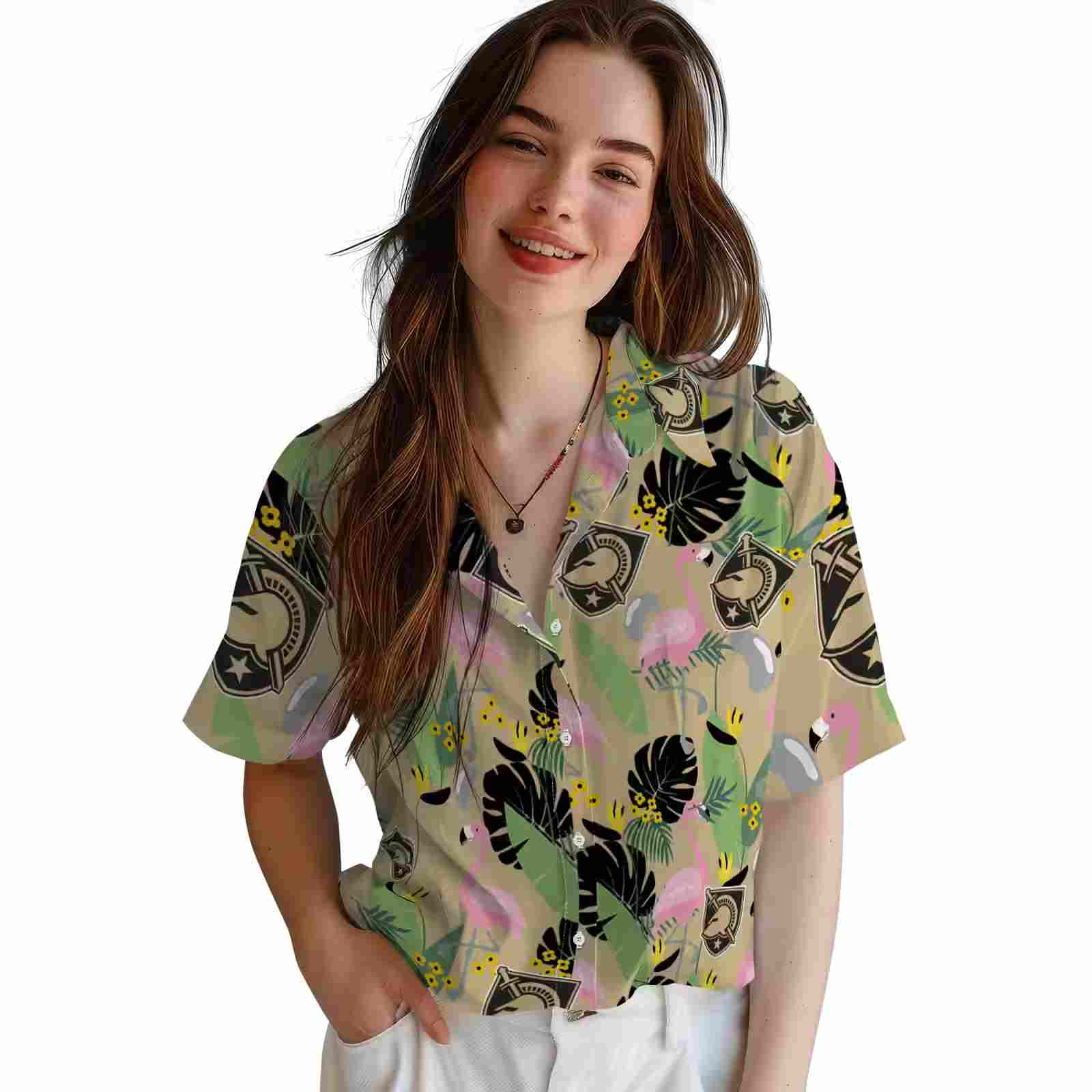 army black knights flamingo leaves gold hawaiian shirt latest model