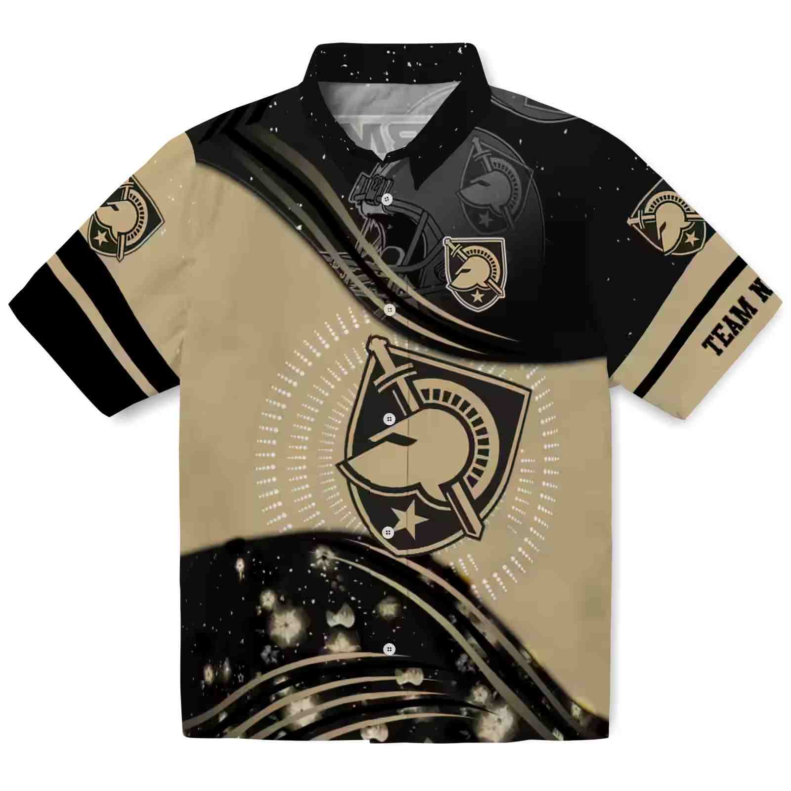 Army Black Knights Football Wave Gold Black Hawaiian Shirt