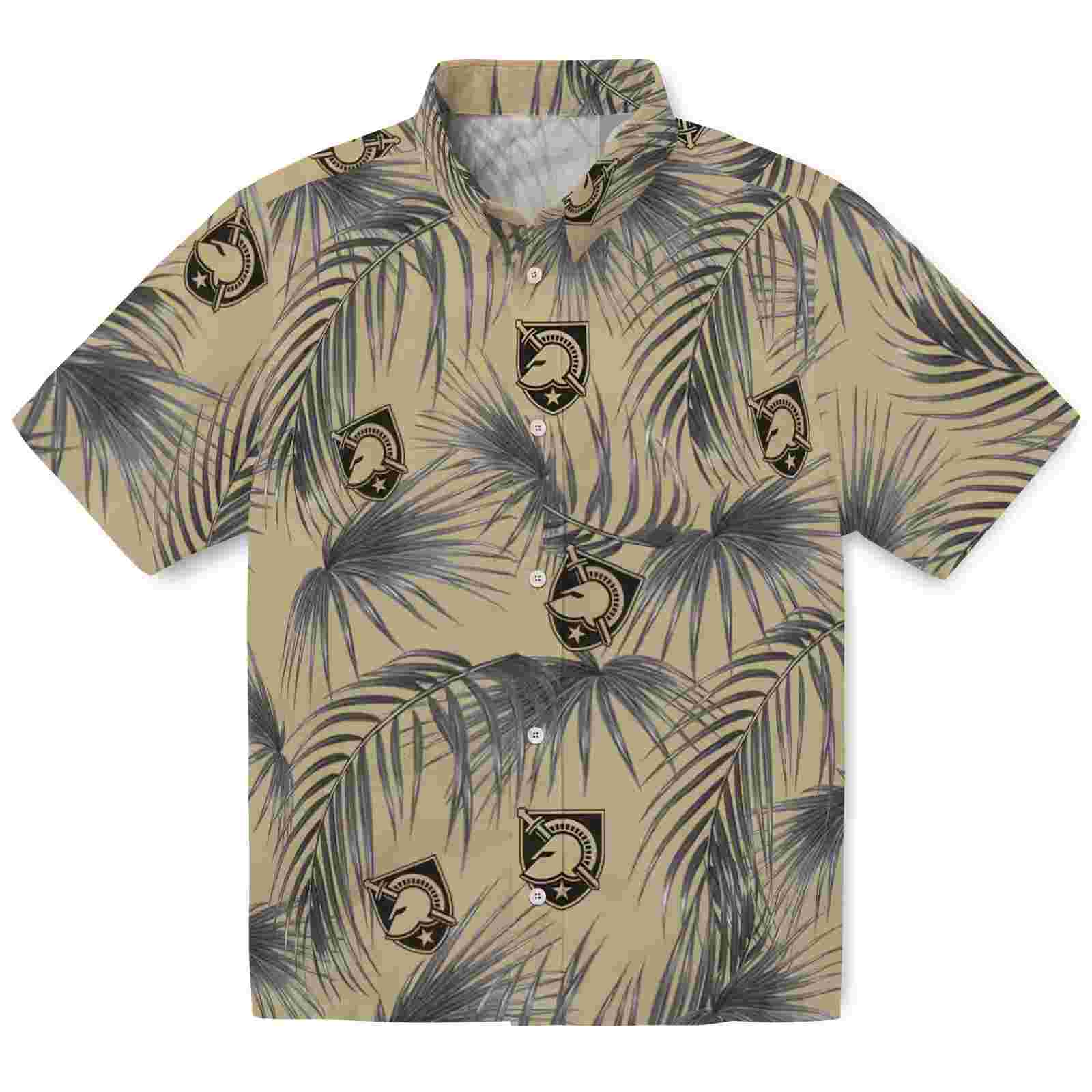 Army Black Knights Leafy Palms Gold Hawaiian Shirt