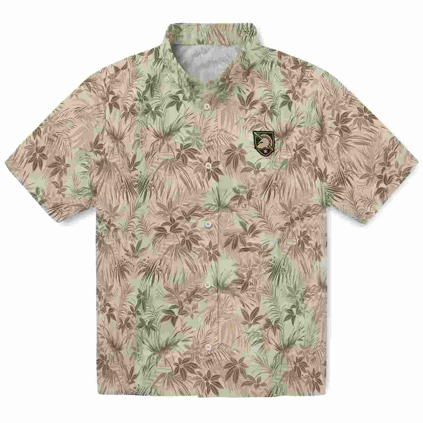 Army Black Knights Leafy Pattern Gold Hawaiian Shirt