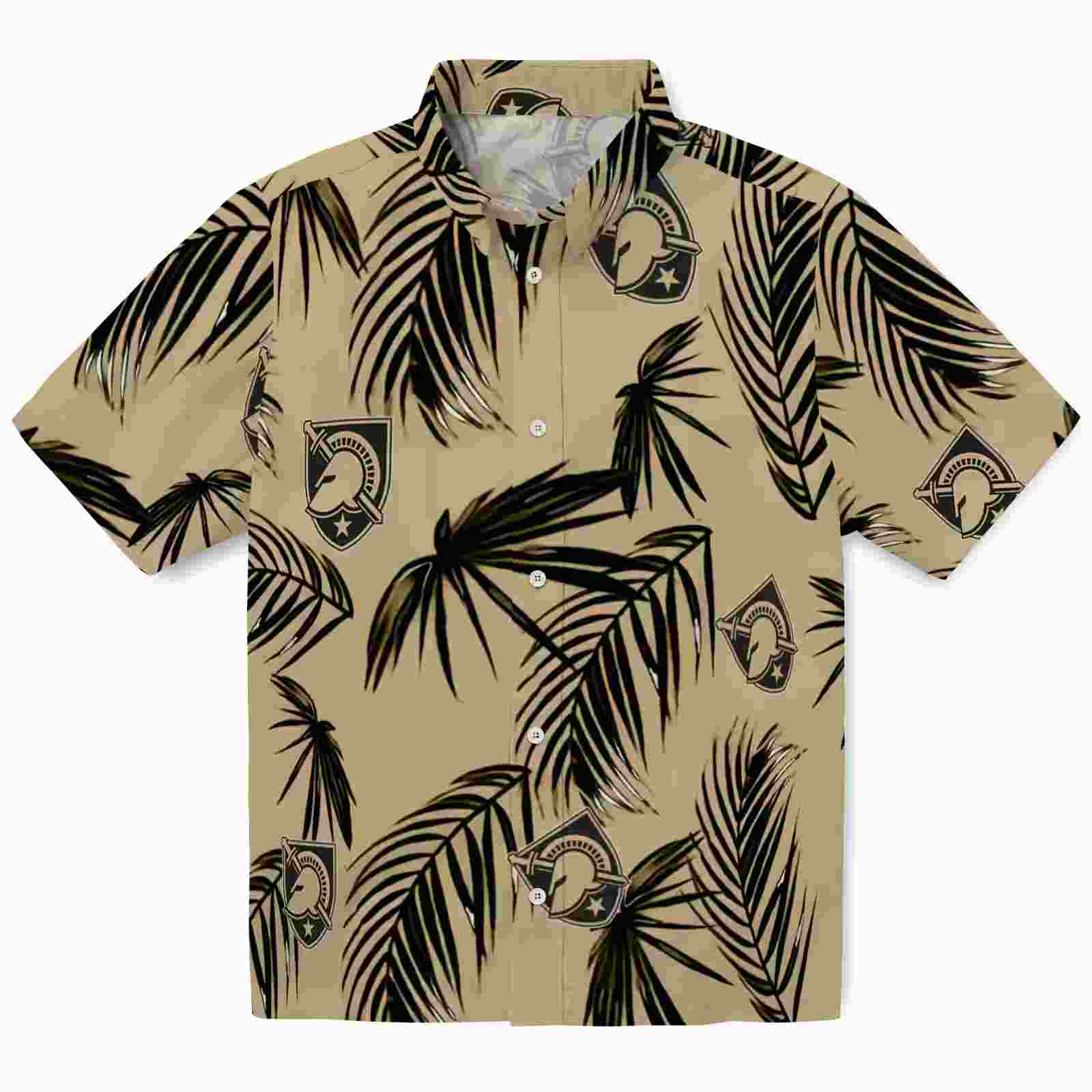 Army Black Knights Palm Leaf Gold Hawaiian Shirt