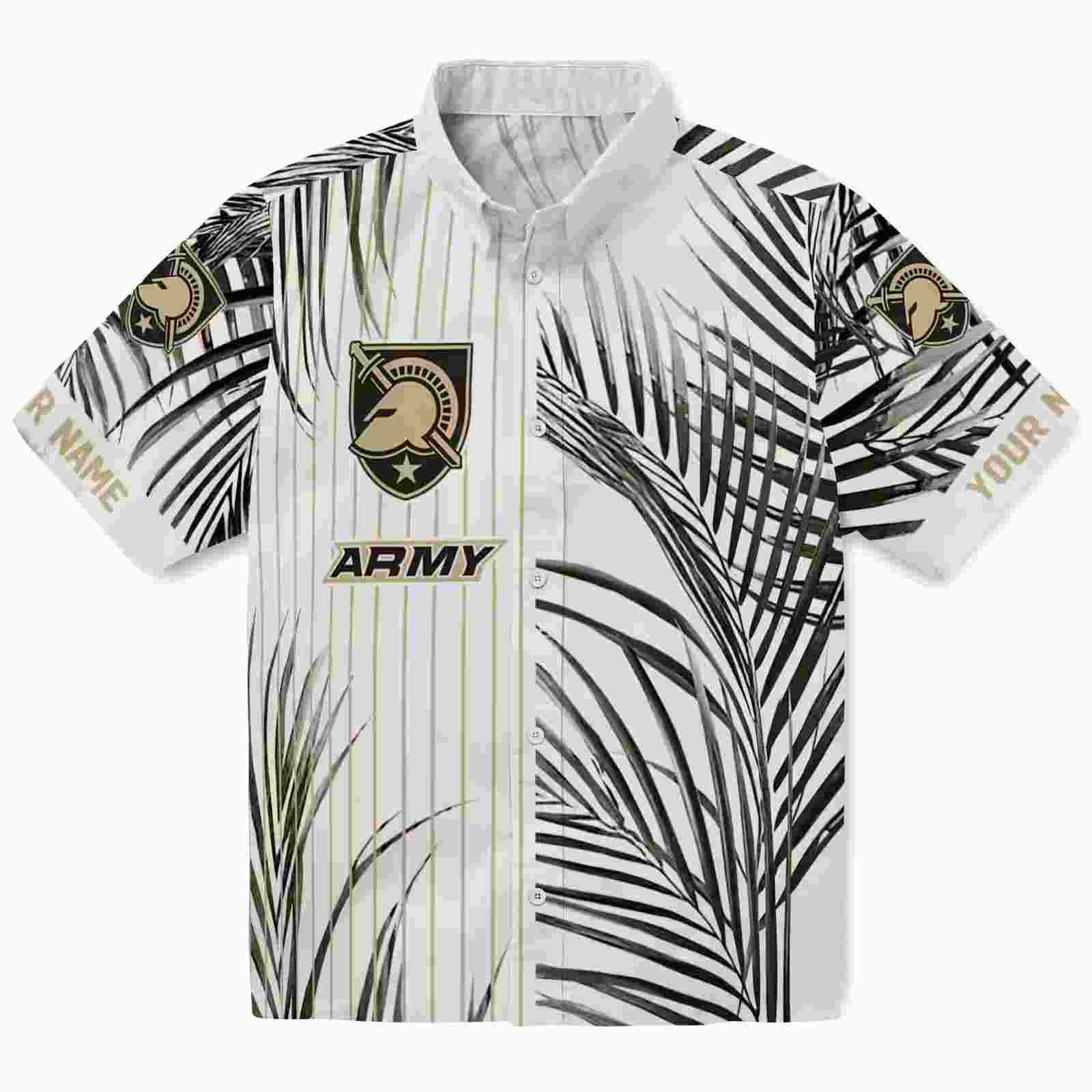 Army Black Knights Palm Stripes Gold Black White Hawaiian Shirt