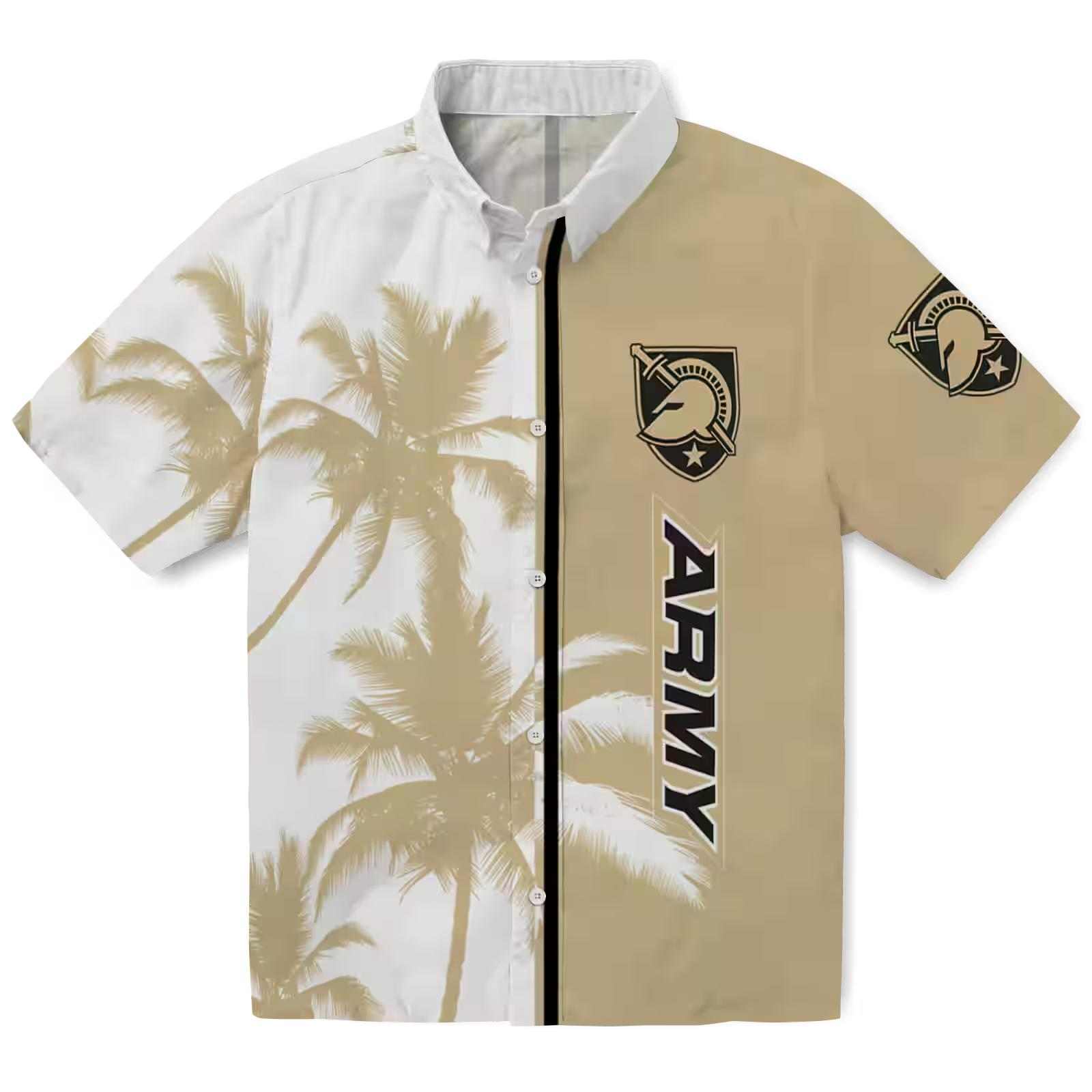 Army Black Knights Palm Trees Gold White Hawaiian Shirt