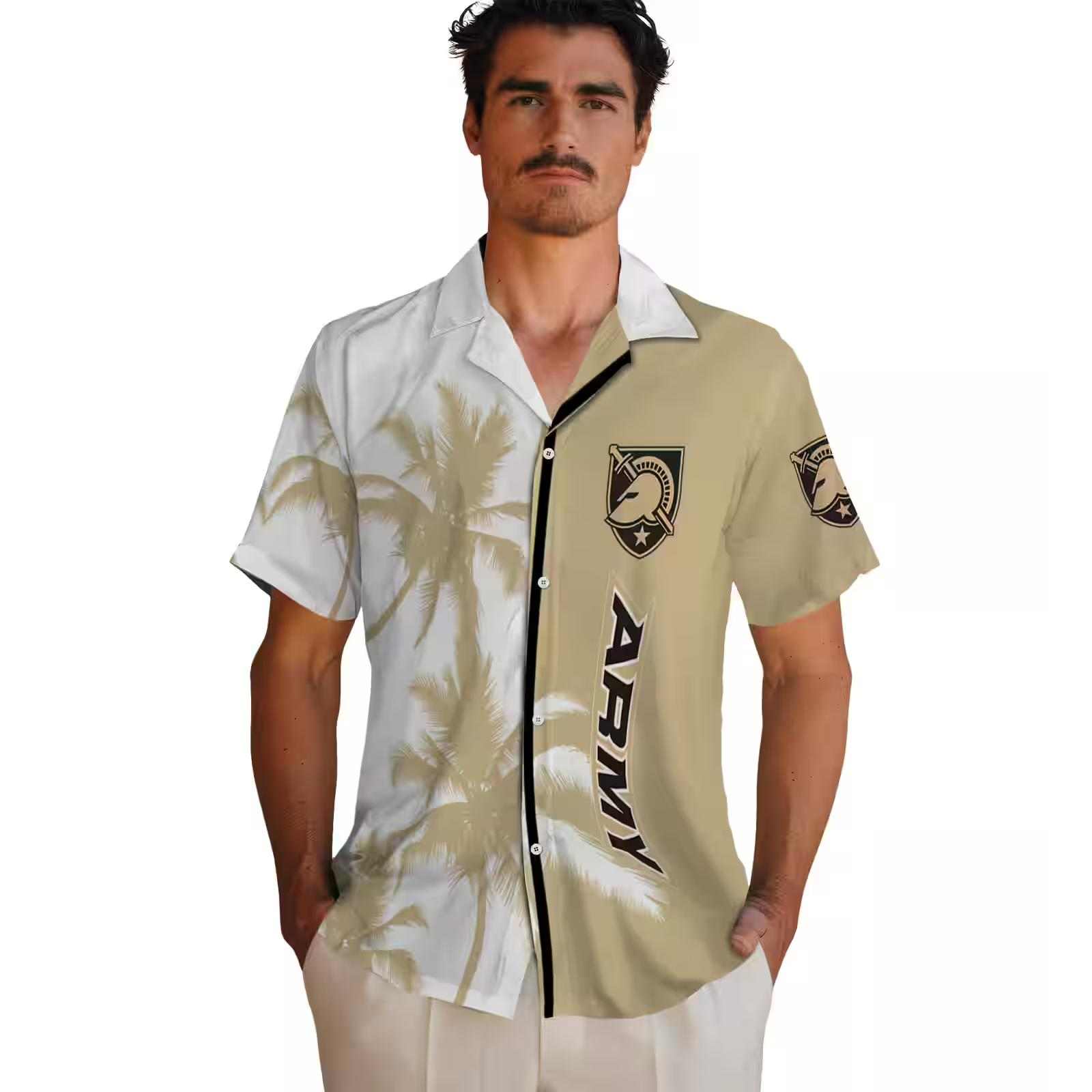 army black knights palm trees gold white hawaiian shirt fashion forward