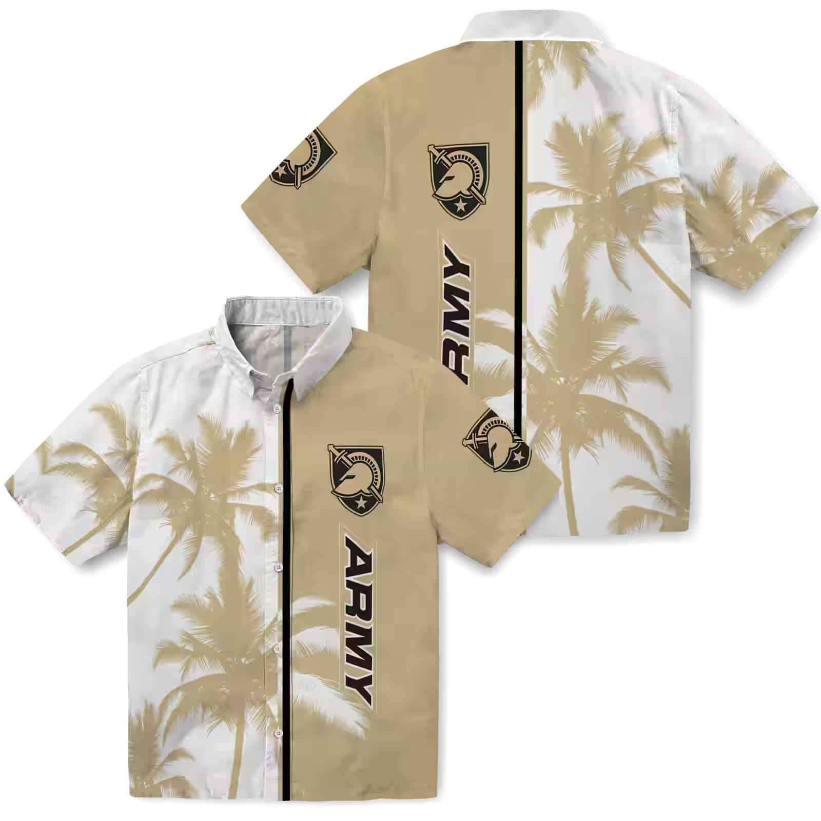 army black knights palm trees gold white hawaiian shirt high quality