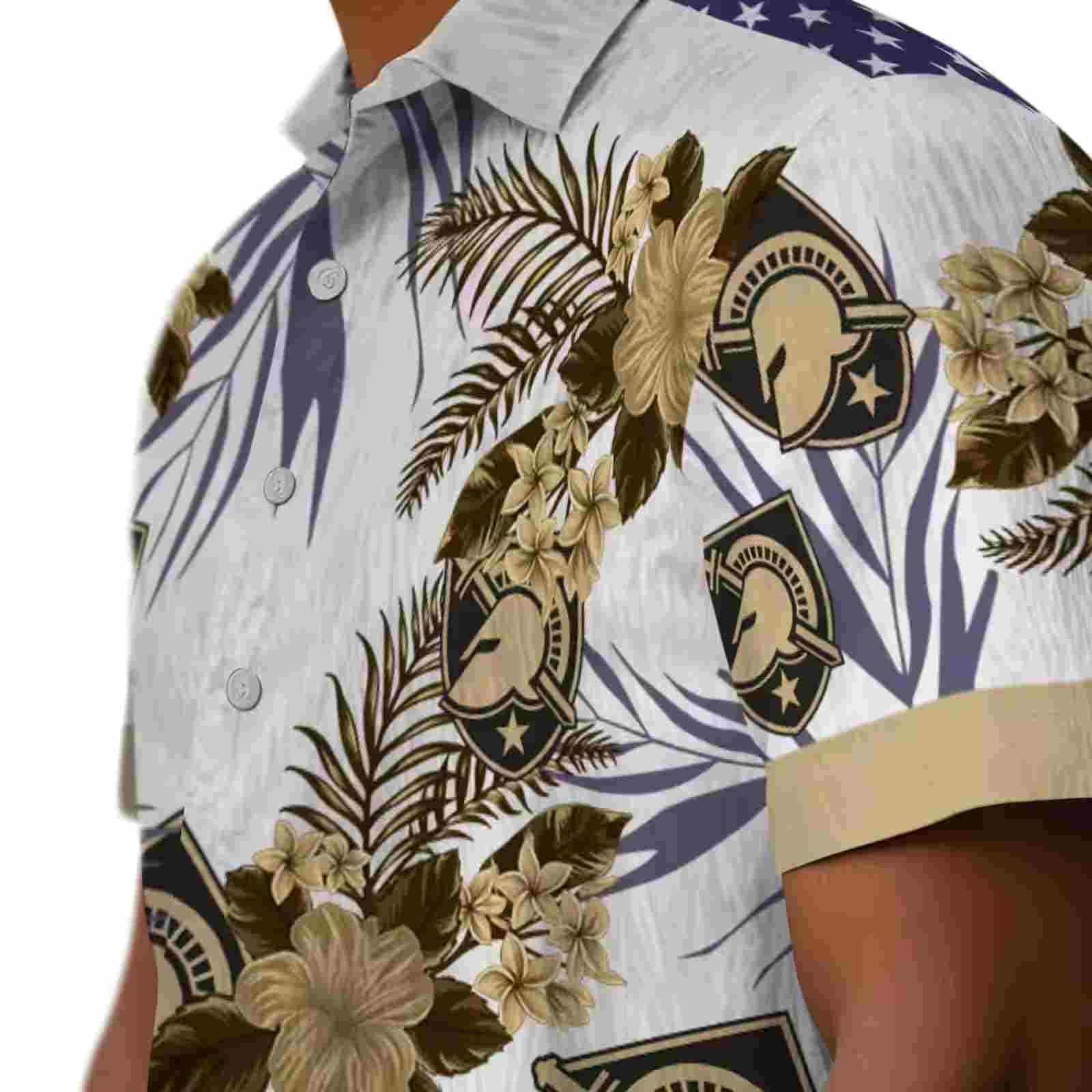 army black knights patriotic hibiscus design gold white hawaiian shirt trendy