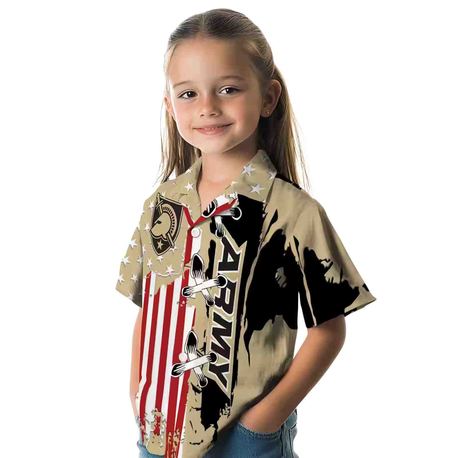 army black knights stitched flag gold hawaiian shirt premium grade