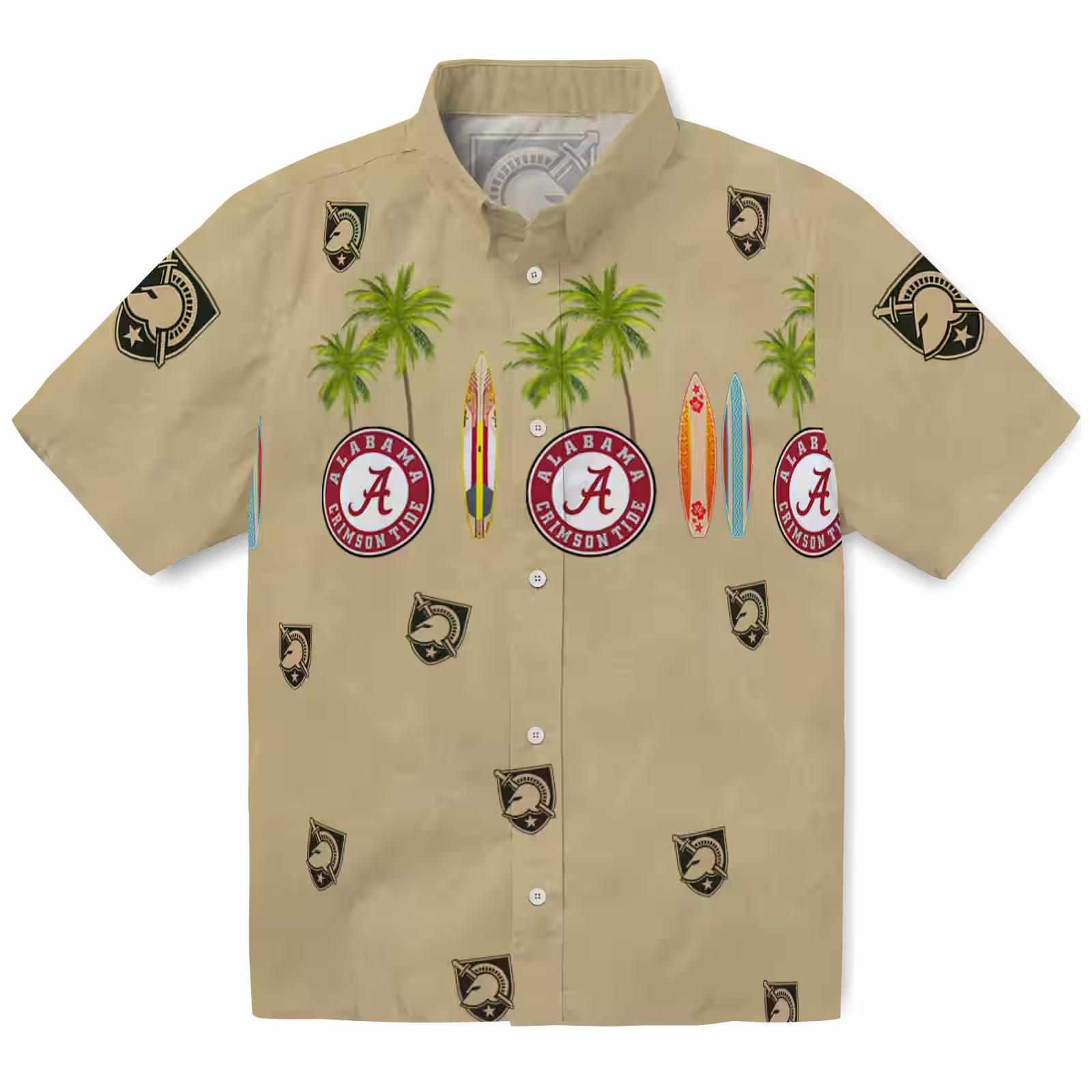 Army Black Knights Surfboard Palm Gold Hawaiian Shirt