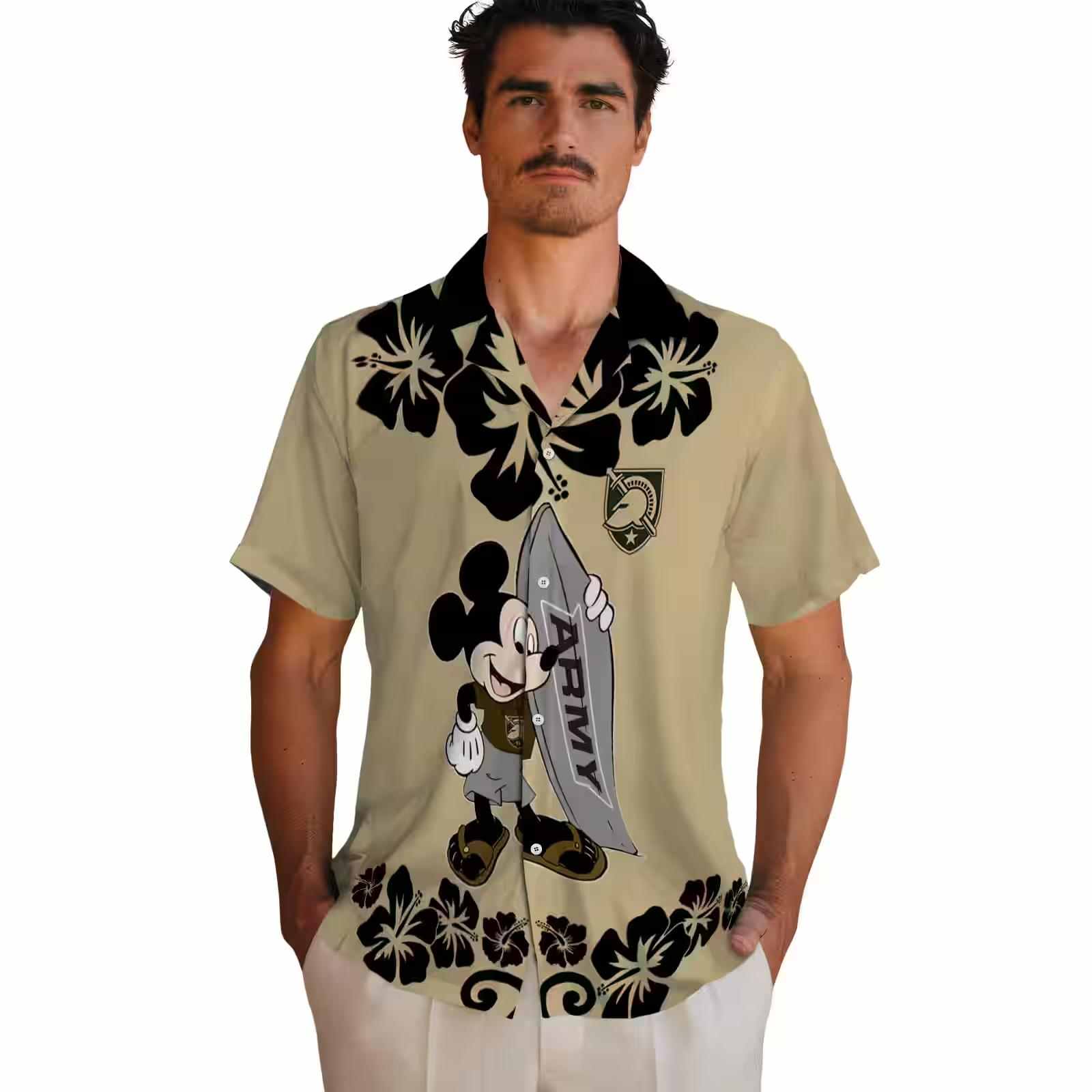 army black knights surfing mickey gold hawaiian shirt fashion forward