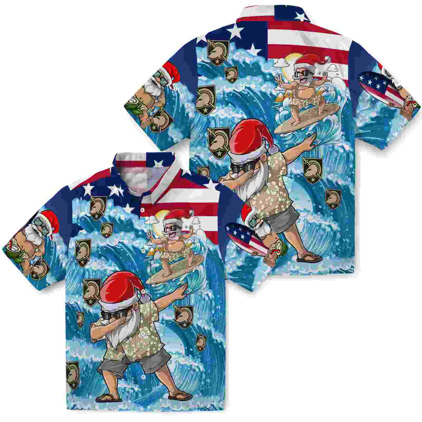 army black knights surfing santa blue hawaiian shirt high quality