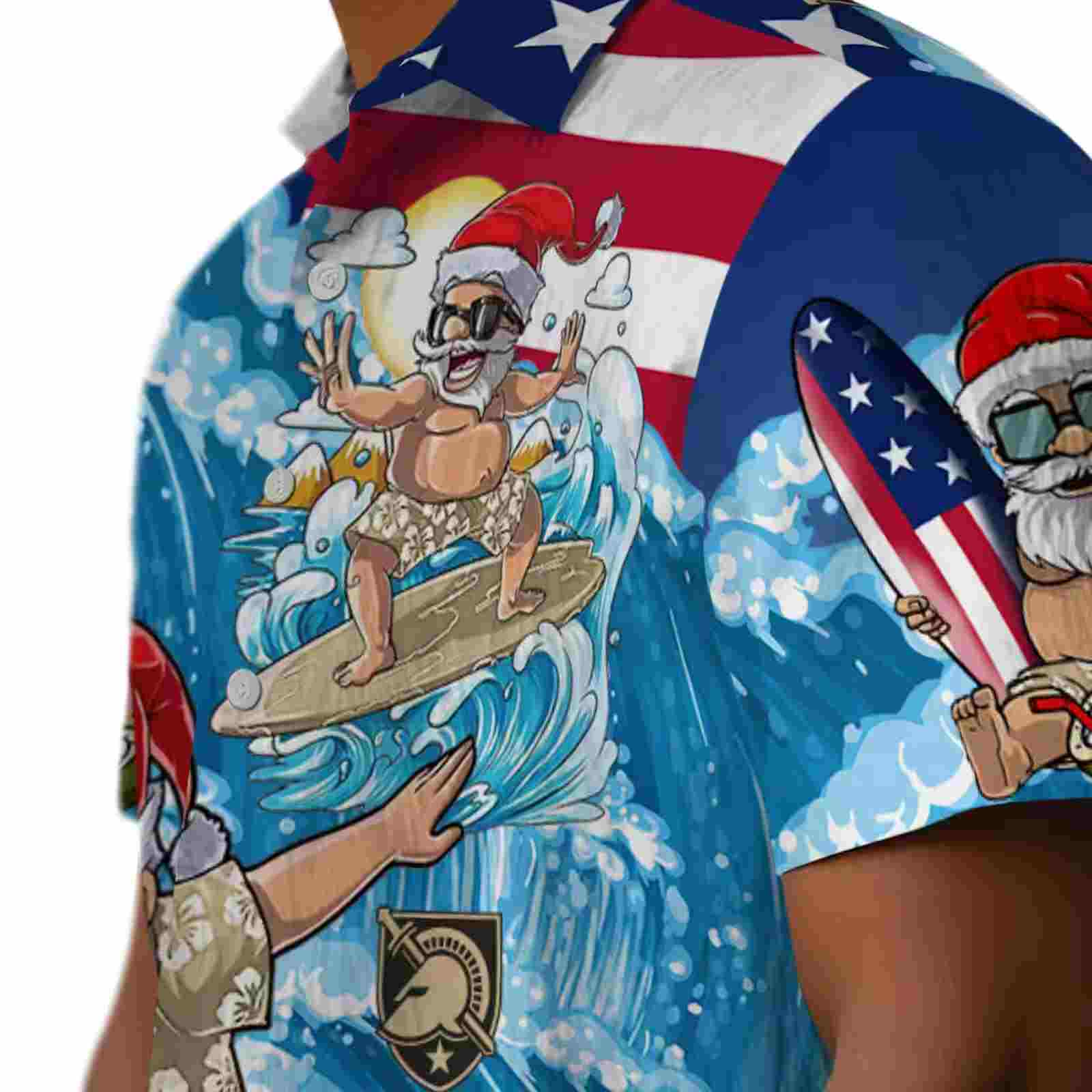 army black knights surfing santa blue hawaiian shirt trendy