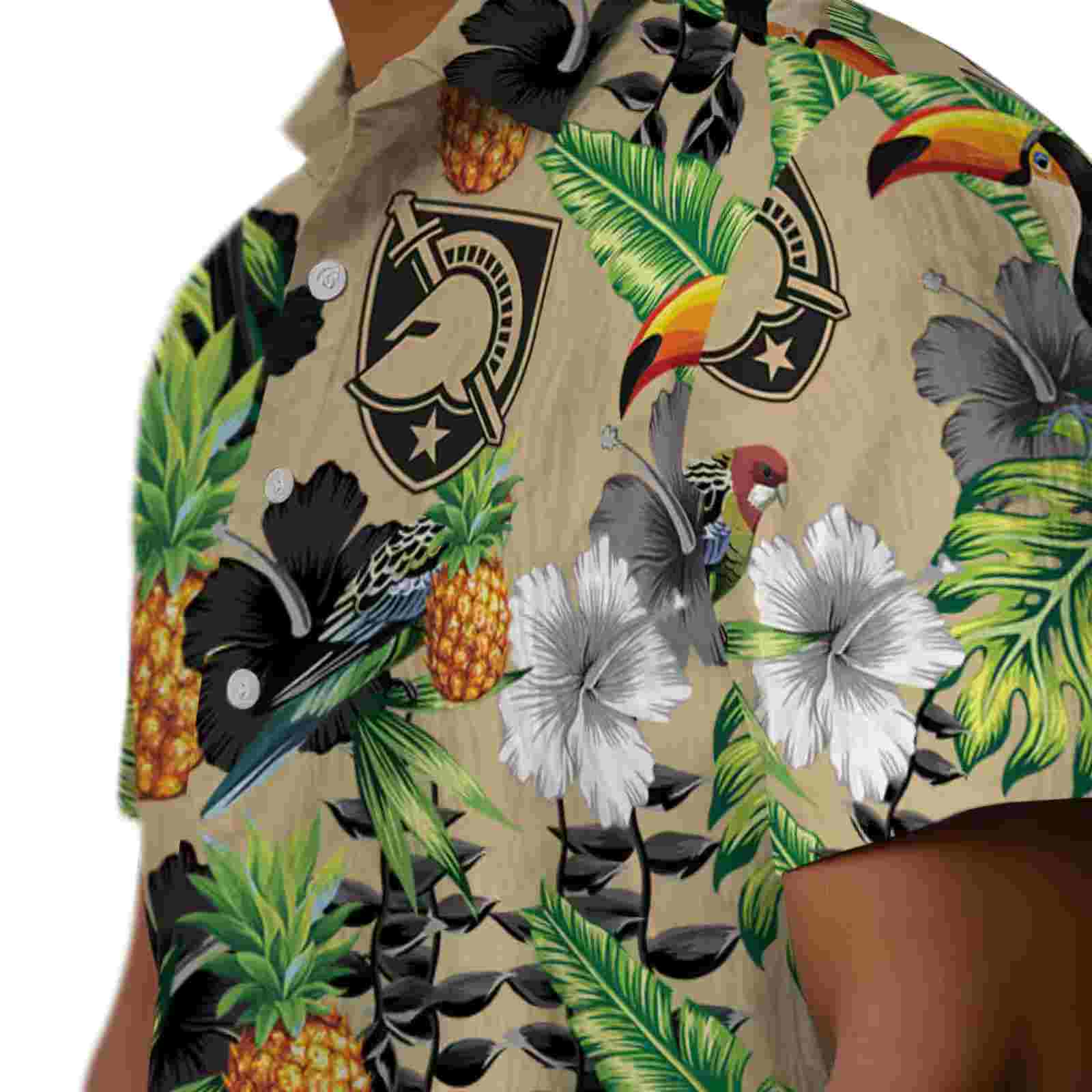 army black knights toucan hibiscus pineapple gold green hawaiian shirt trendy