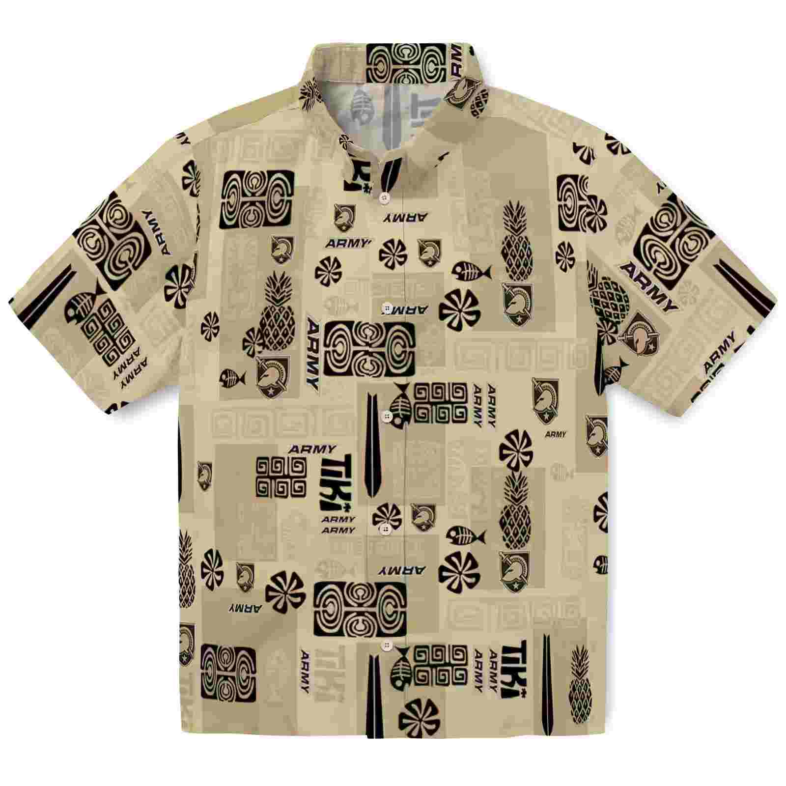 Army Black Knights Tribal Symbols Gold Hawaiian Shirt