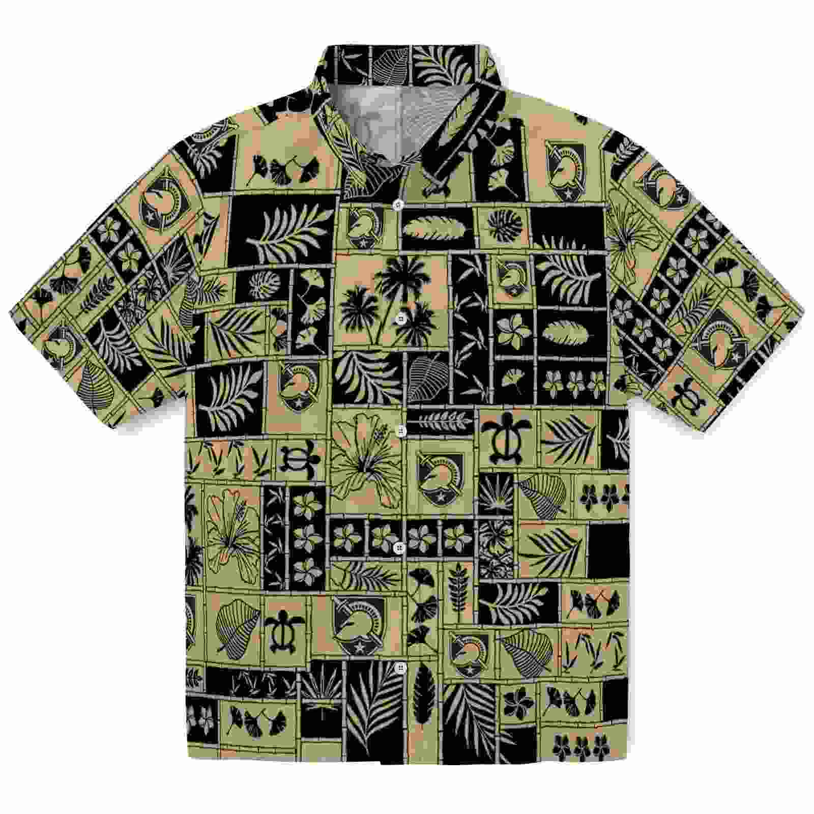 Army Black Knights Tropical Patchwork Gold Black Hawaiian Shirt