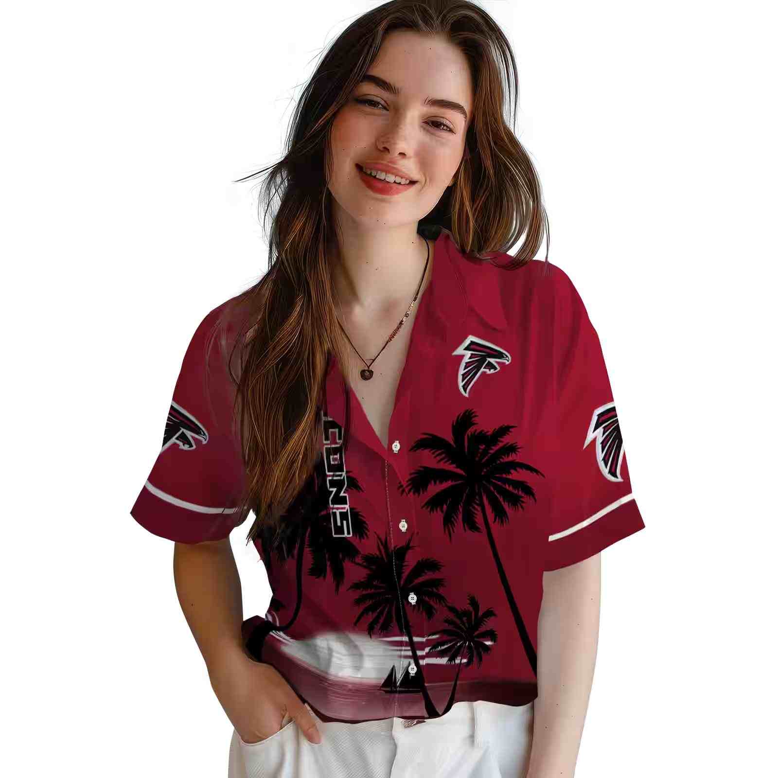 atlanta falcons beach sunset red black hawaiian shirt latest model