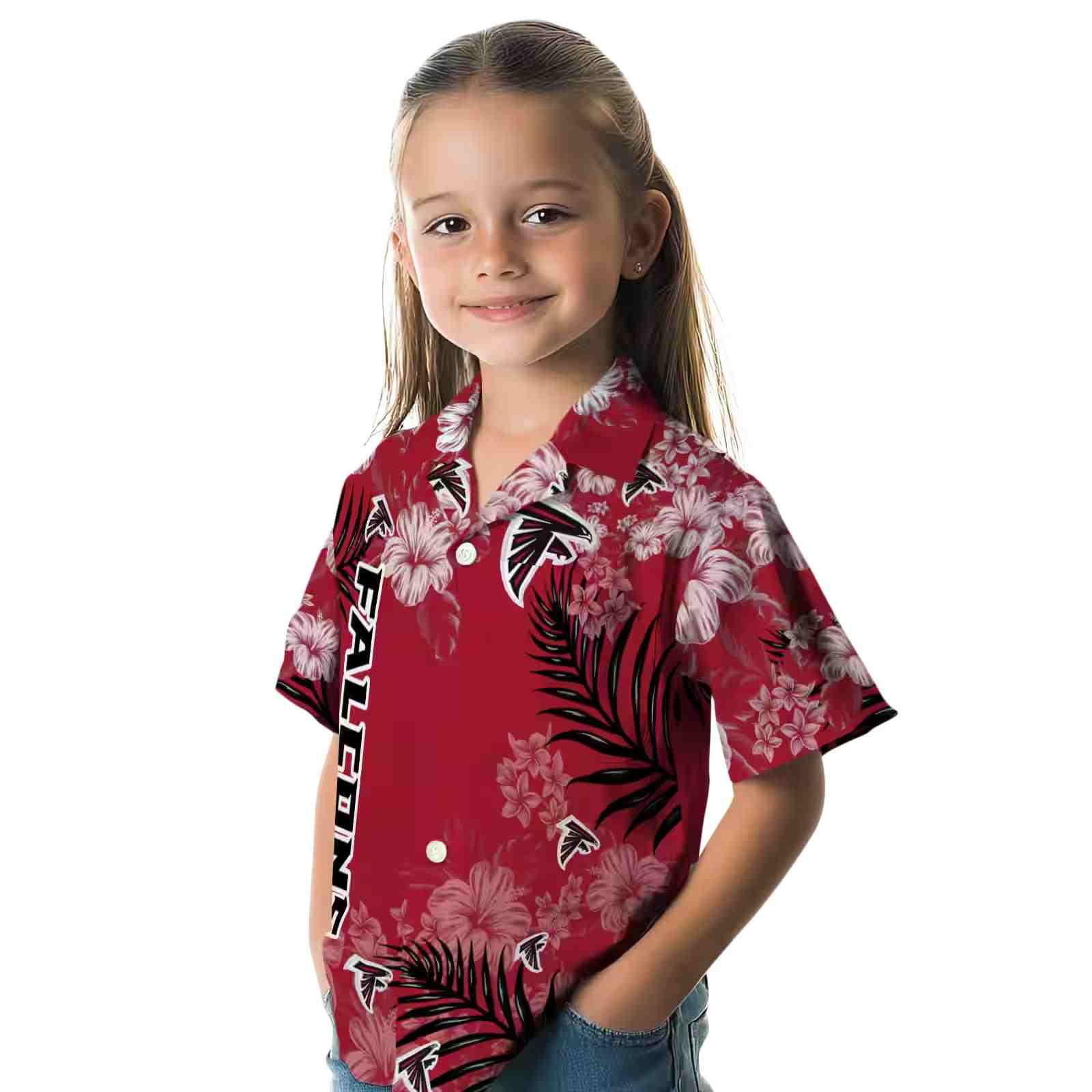 atlanta falcons hibiscus print red hawaiian shirt premium grade