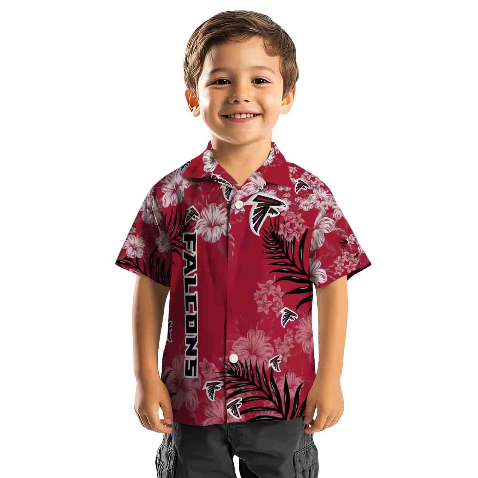 atlanta falcons hibiscus print red hawaiian shirt top rated