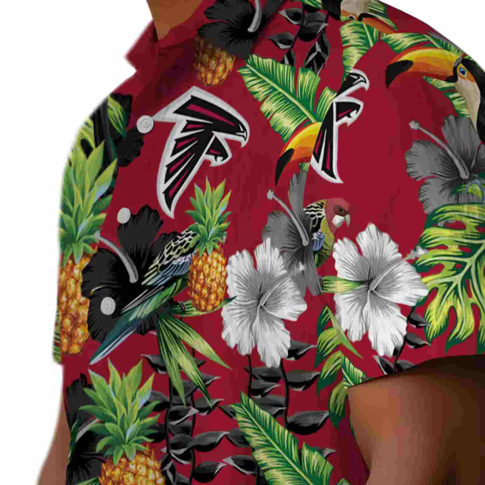 atlanta falcons toucan hibiscus pineapple red green hawaiian shirt trendy