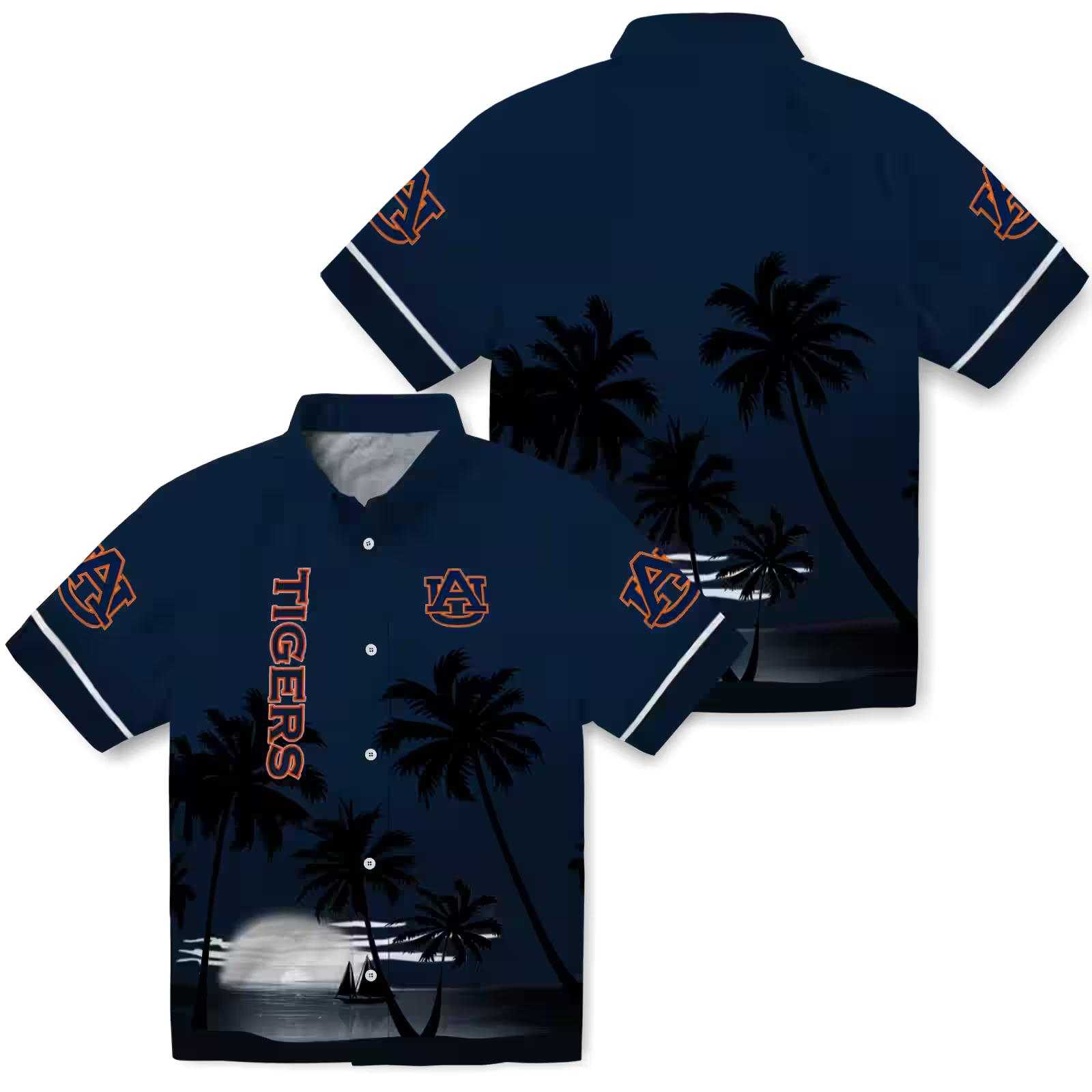 auburn tigers beach sunset navy blue black hawaiian shirt high quality