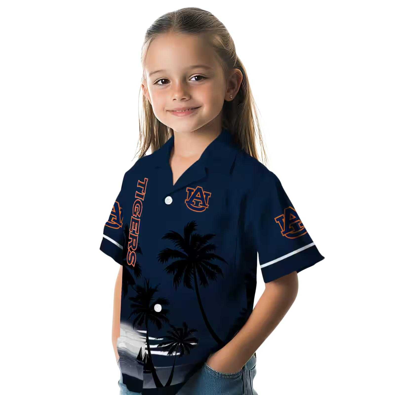 auburn tigers beach sunset navy blue black hawaiian shirt premium grade