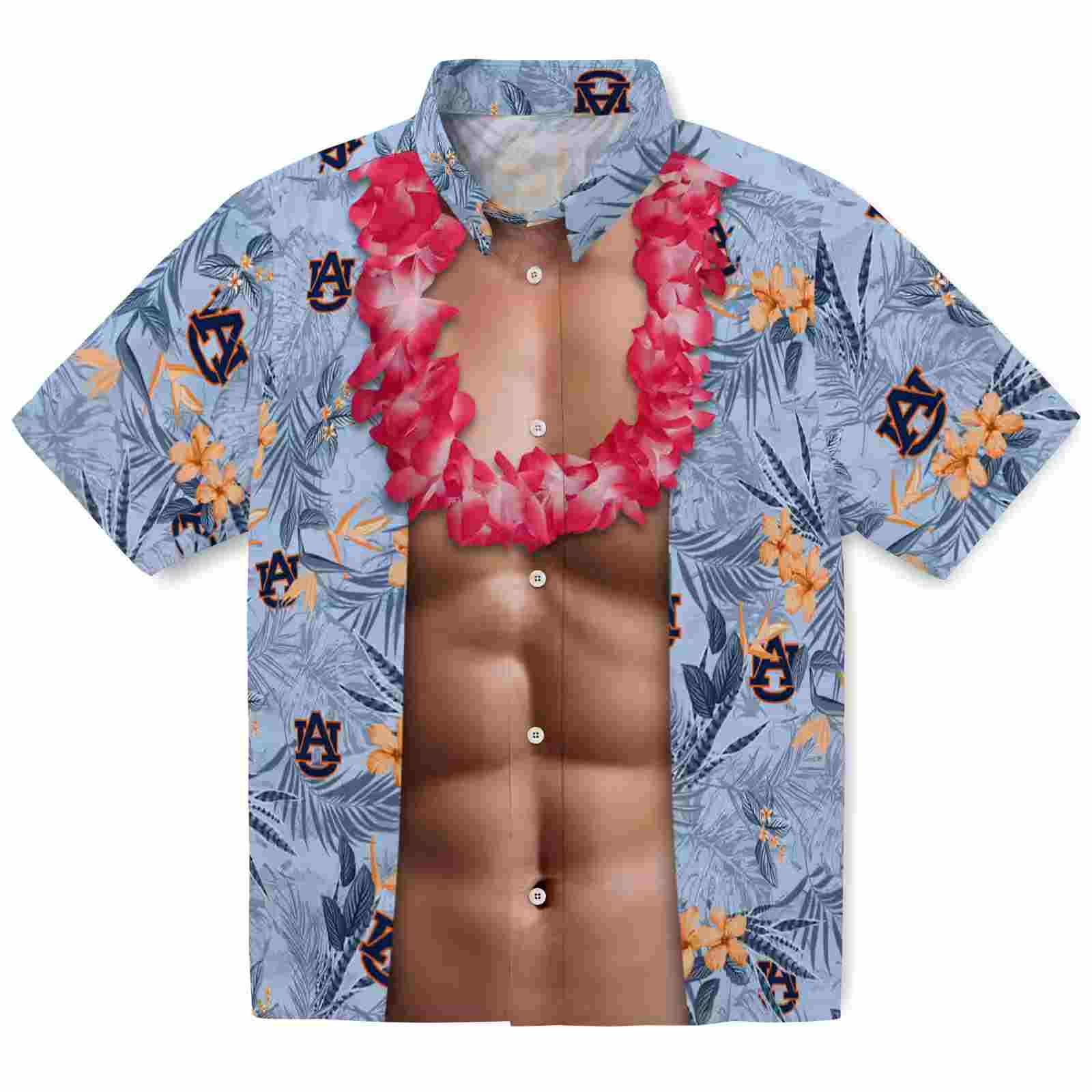 Auburn Tigers Chest Illusion Navy Blue Hawaiian Shirt