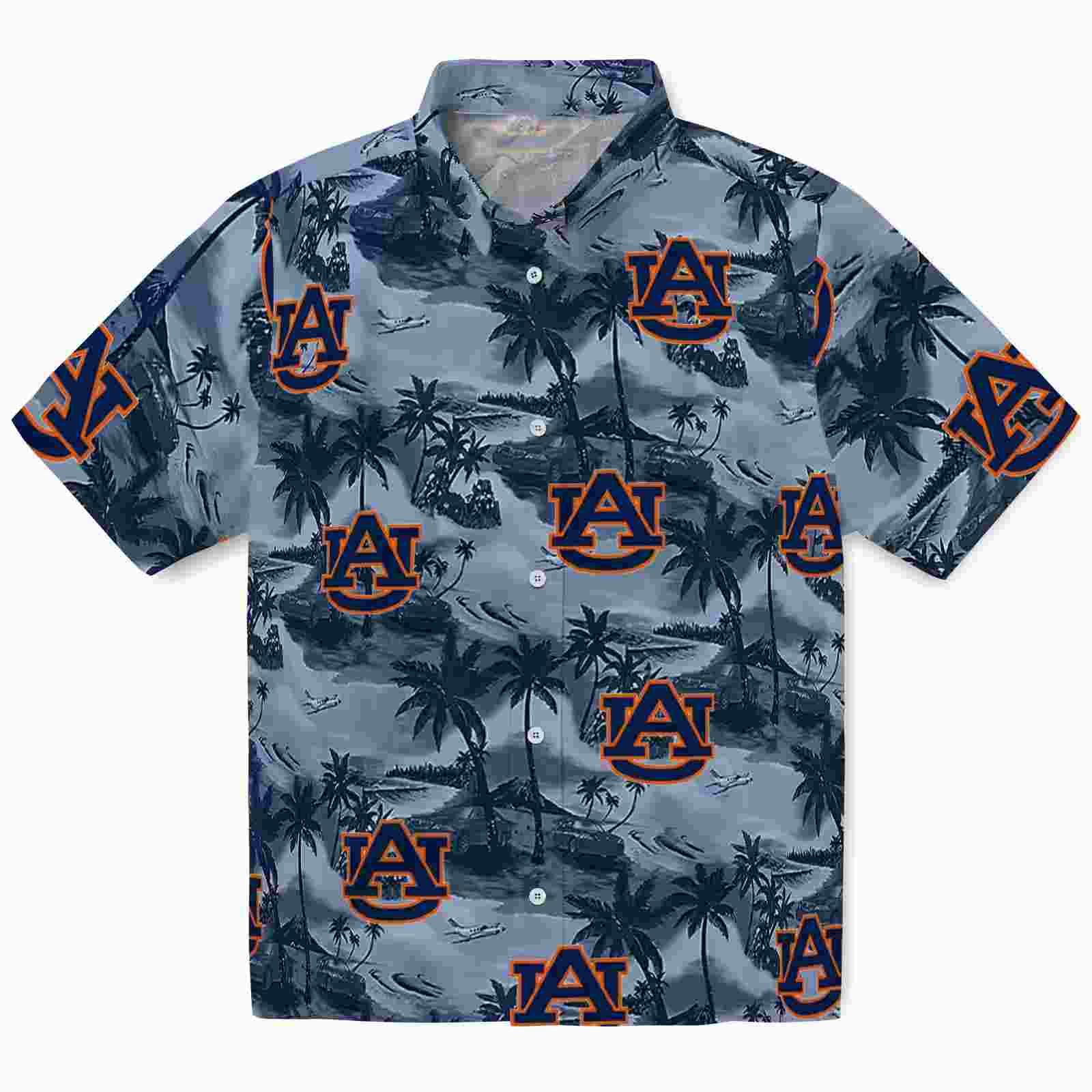 Auburn Tigers Coastal Palms Navy Blue Hawaiian Shirt