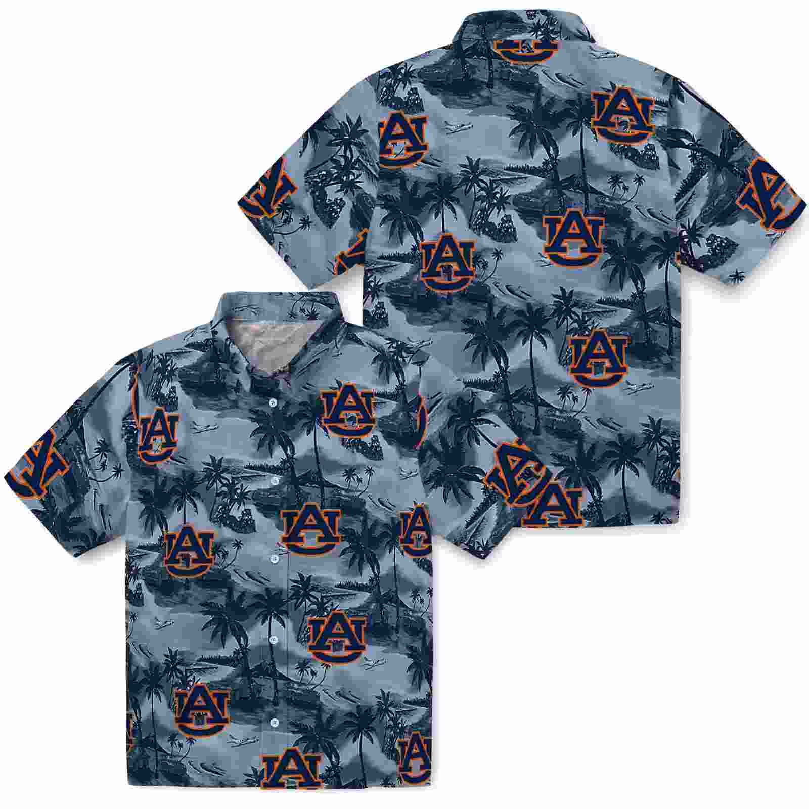 auburn tigers coastal palms navy blue hawaiian shirt high quality