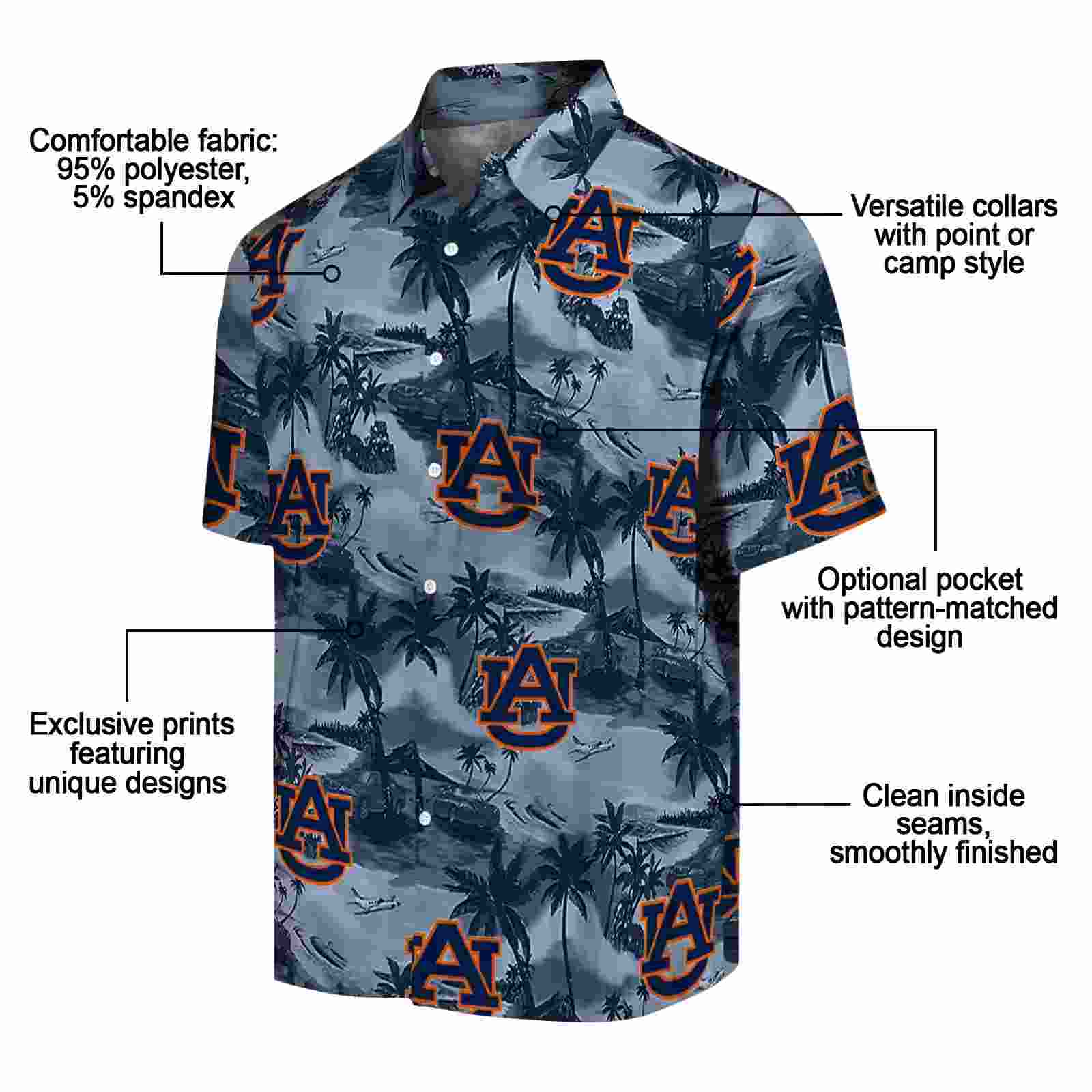 auburn tigers coastal palms navy blue hawaiian shirt new arrival