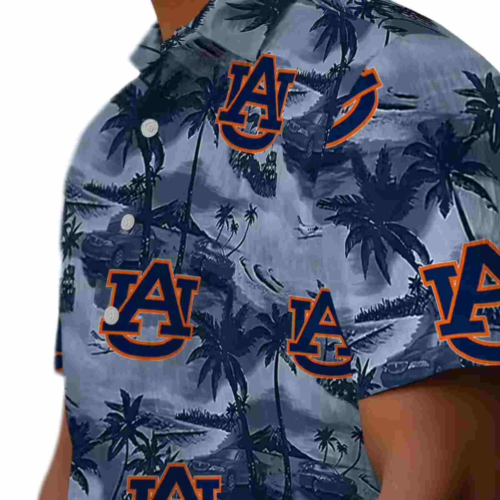 auburn tigers coastal palms navy blue hawaiian shirt trendy